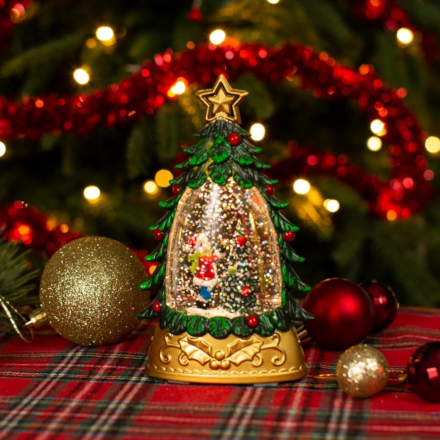 Mini Globo de Nieve Navidad Verde con Niño 15cm