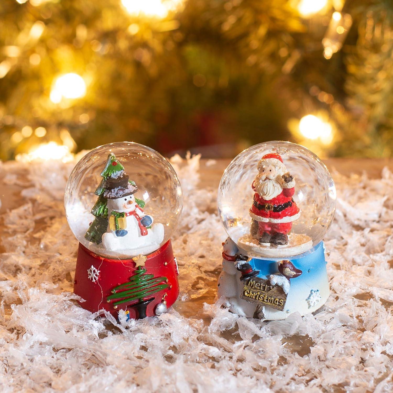 Conjunto de Mini Globos de Agua Napco - Muñeco de Nieve y Santa Claus