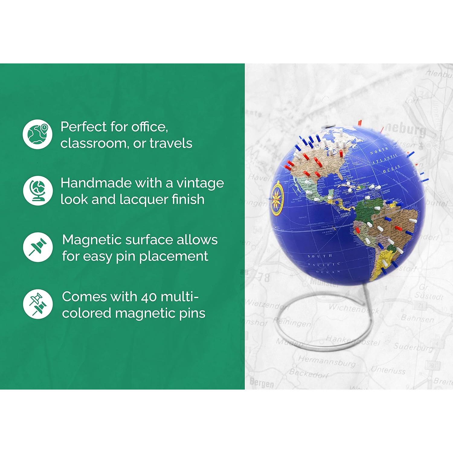 Globo Terráqueo Magnético 25.4 cm Bullseye Office Azul