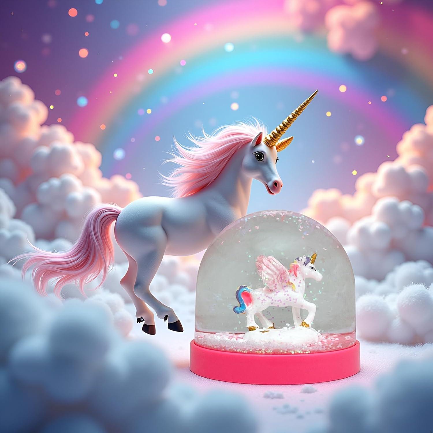 Globo de Nieve Mini Lightahead con Unicornio y Base Rosa 8.6x8.6x6.4 cm