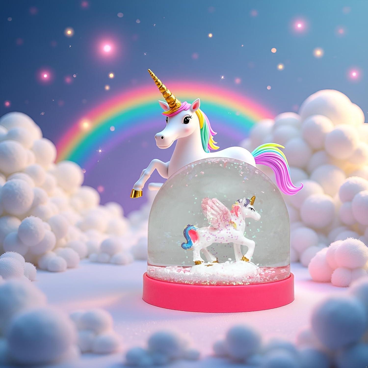 Globo de Nieve Mini Lightahead con Unicornio y Base Rosa 8.6x8.6x6.4 cm