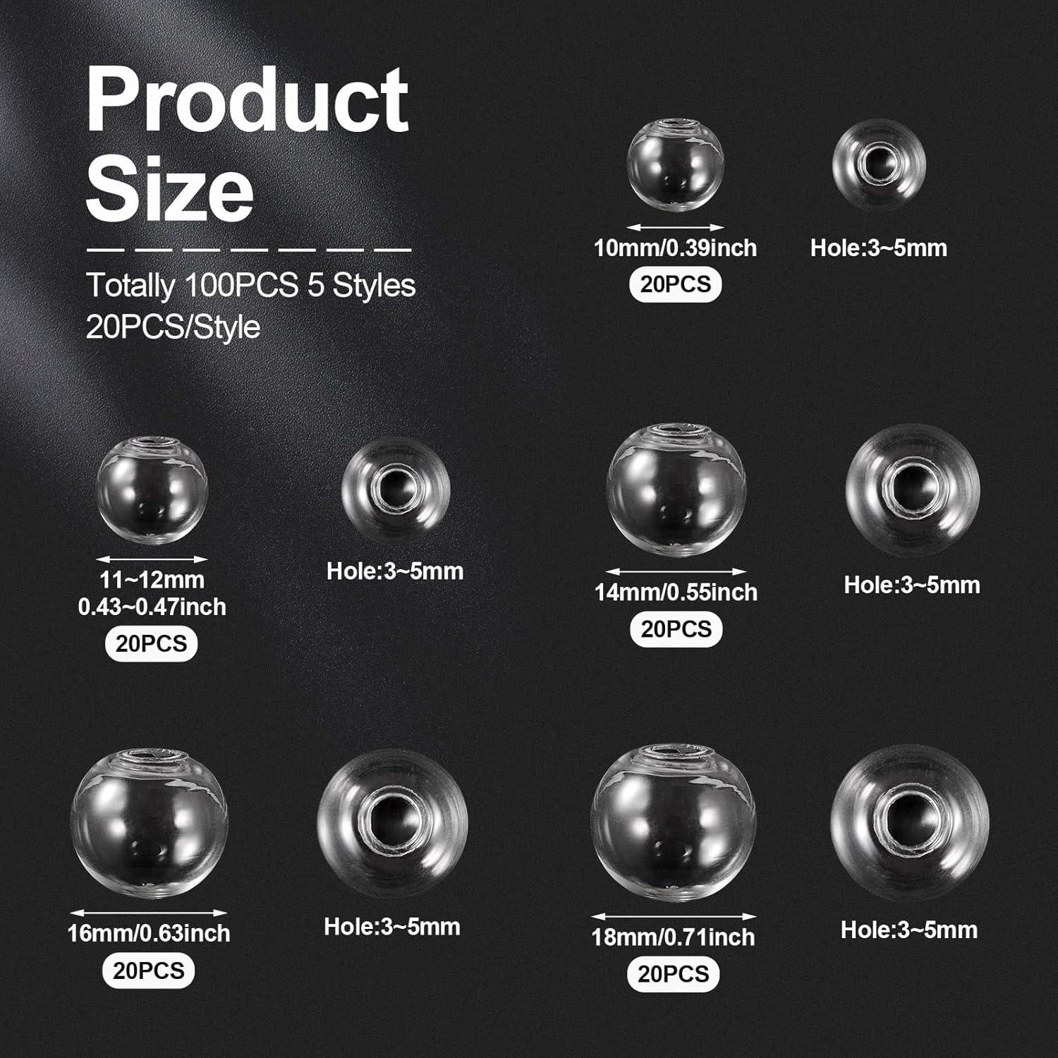 100 Mini Botellas de Vidrio Transparentes PH PandaHall - 5 Tamaños