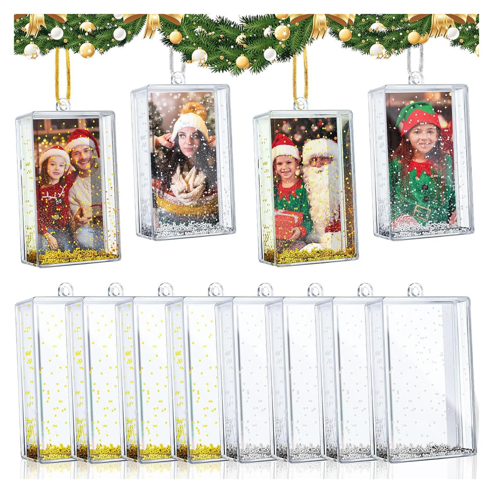 12 Marcos de Foto Flotantes Navidad Wonderjune 6 Dorados 6 Plateados