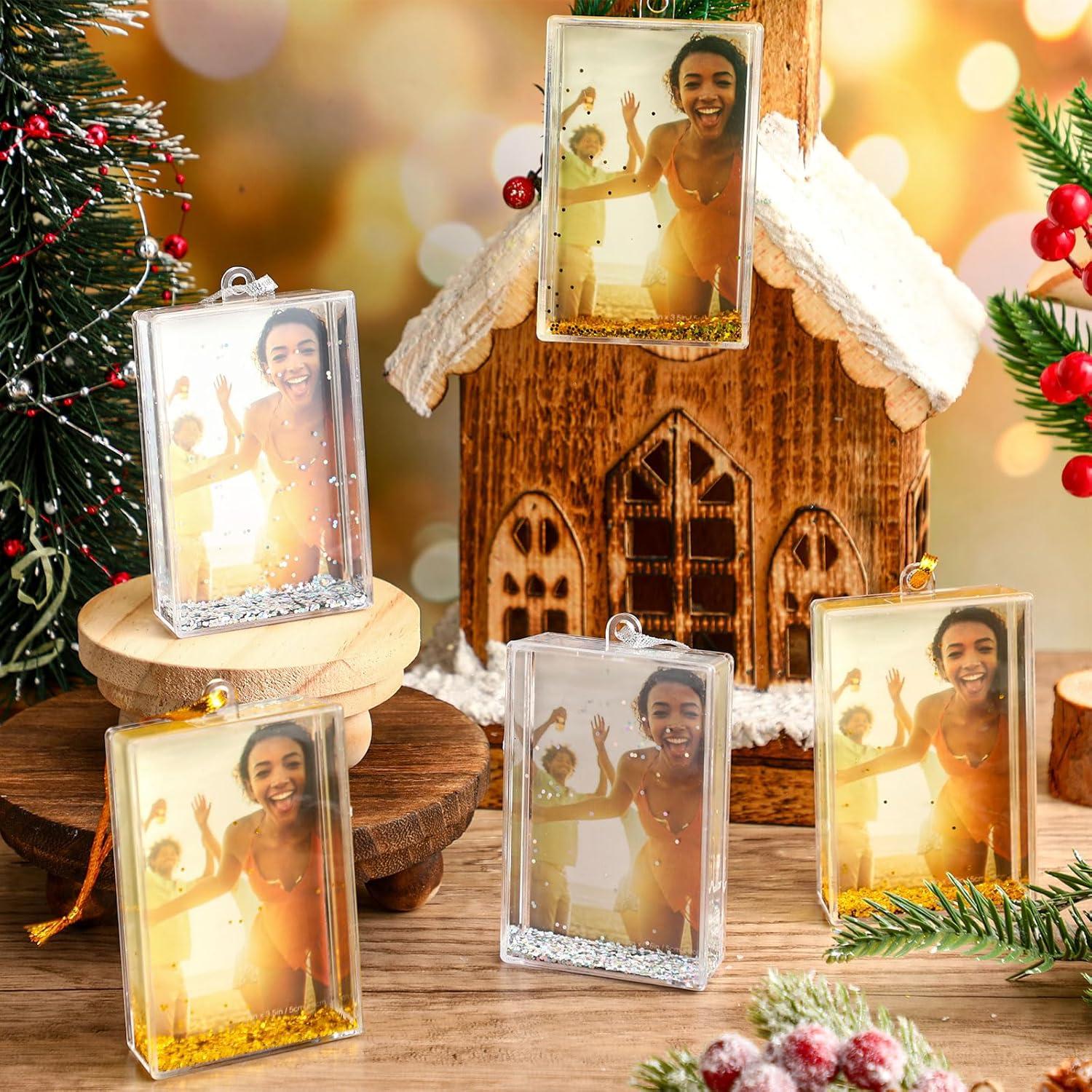 12 Marcos de Foto Flotantes Navidad Wonderjune 6 Dorados 6 Plateados