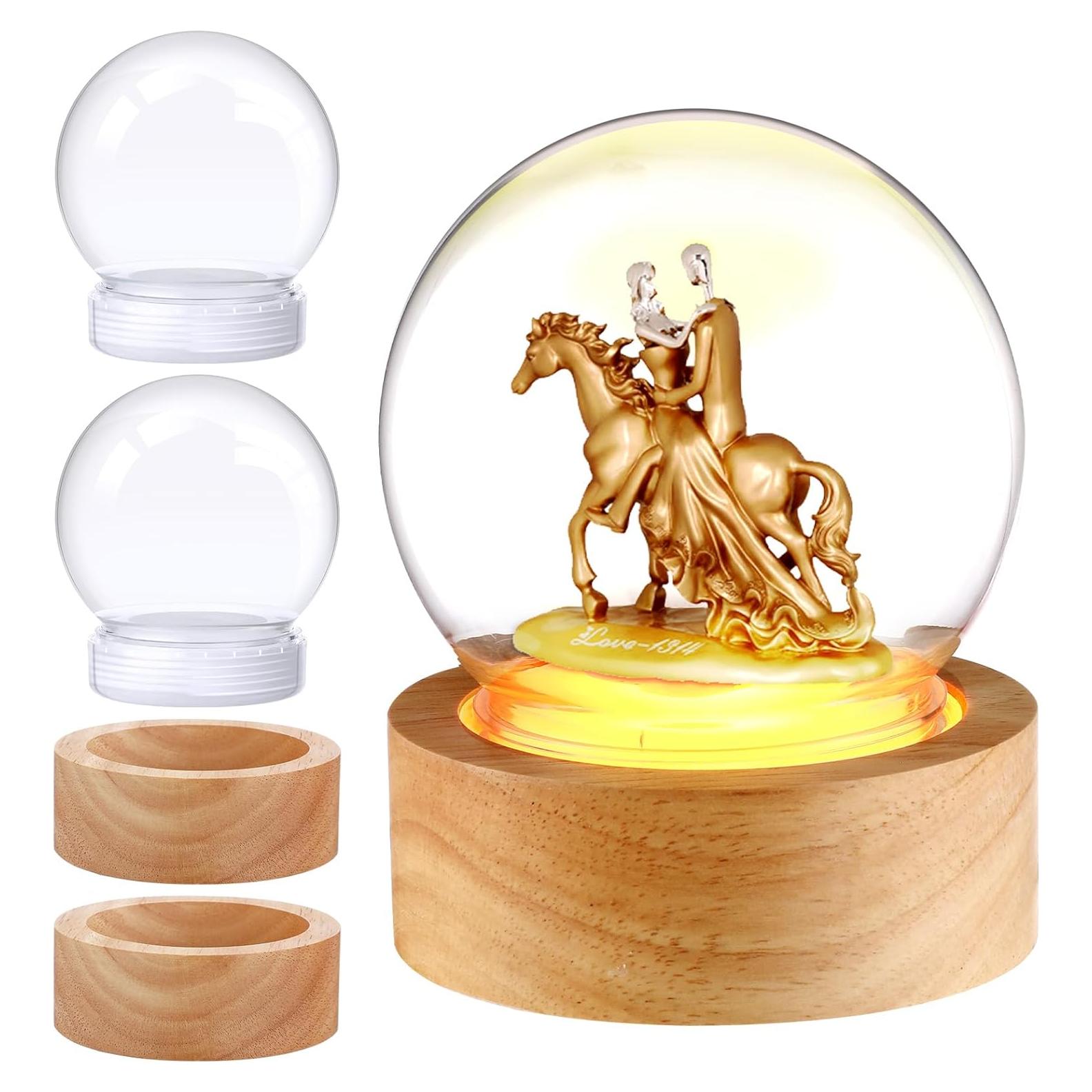 Set de Bolas de Nieve DIY Irenare con Base de Madera y LED 10 cm