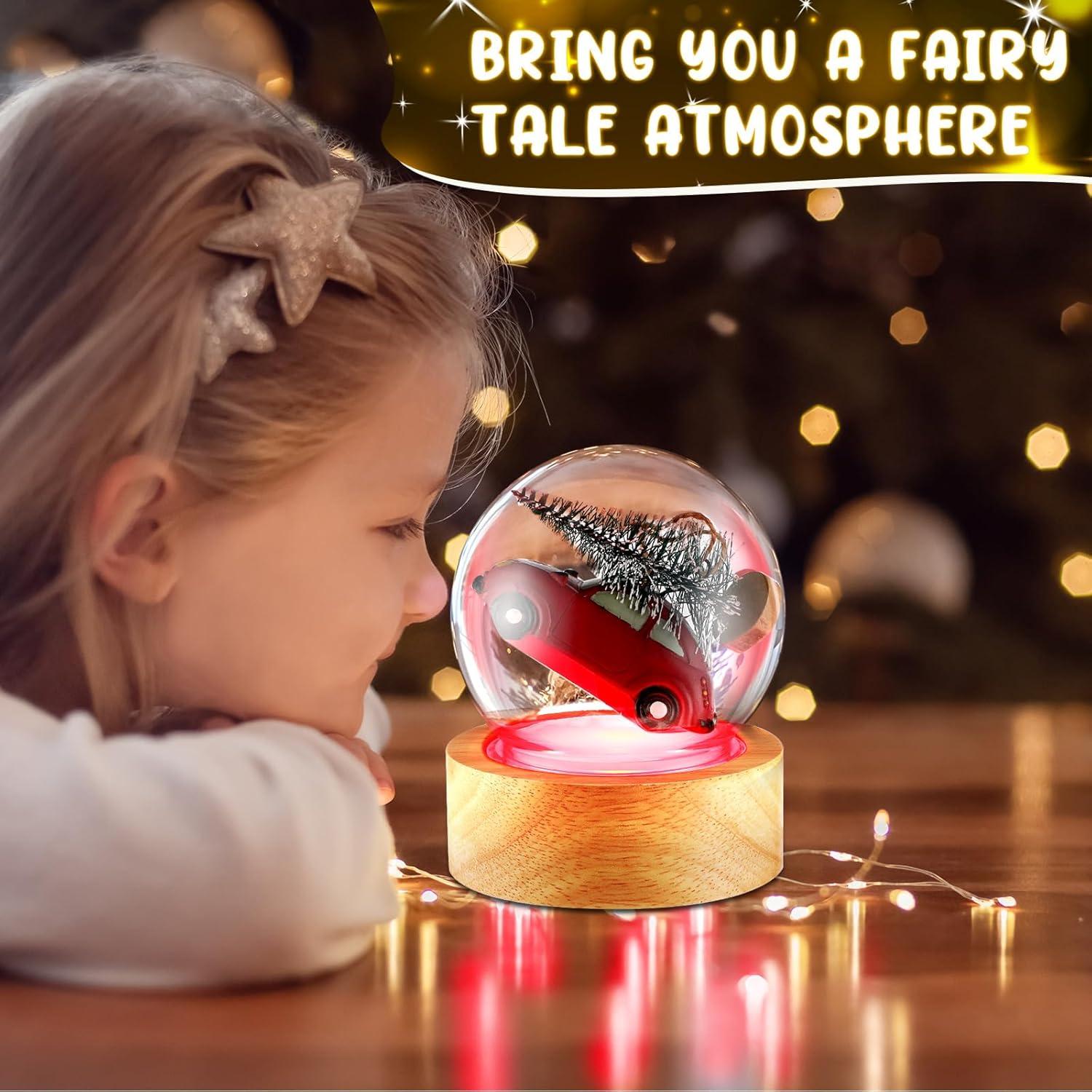 Set de Bolas de Nieve DIY Irenare con Base de Madera y LED 10 cm