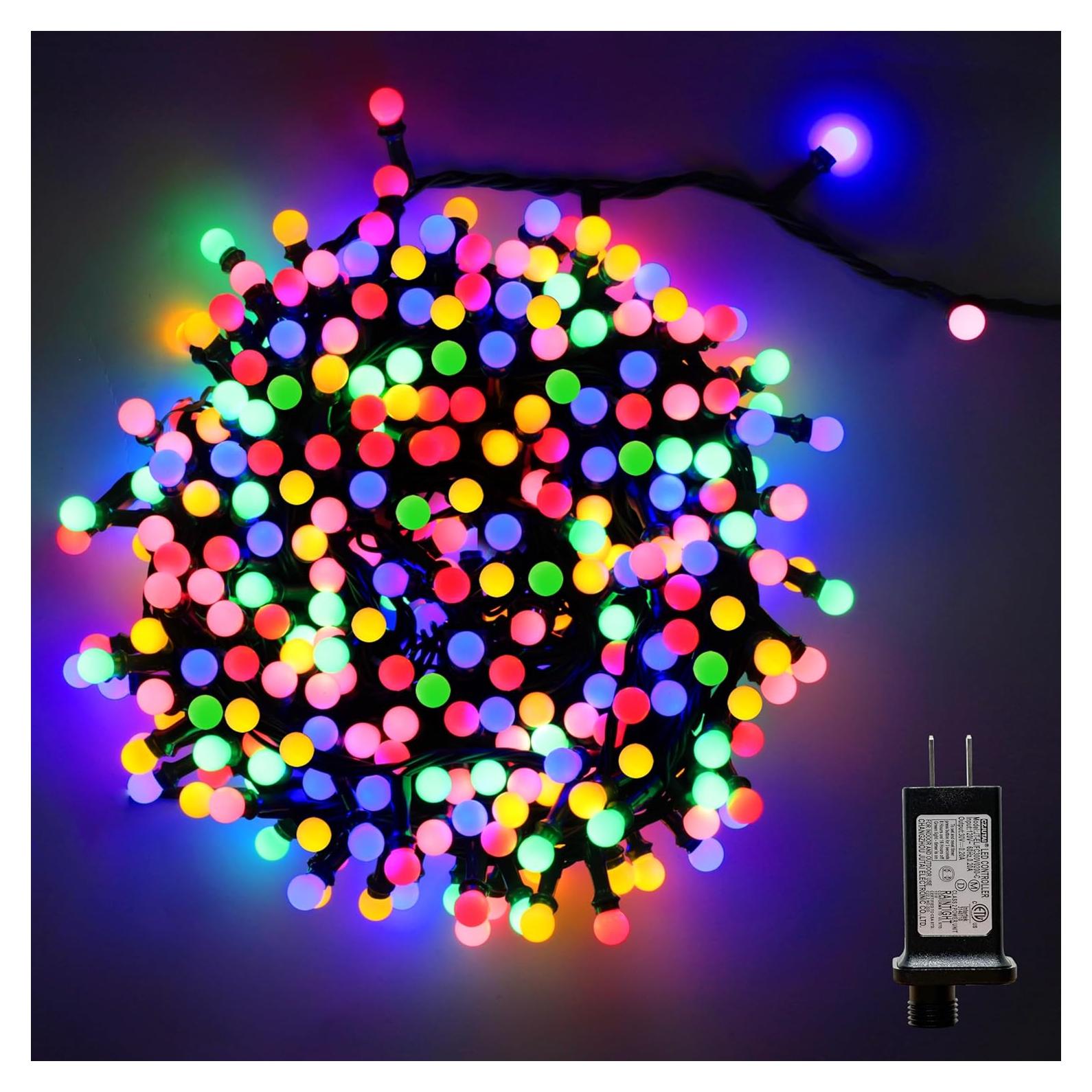 Luces de Cadena LED LAMPHOME 15m Multicolor 306 Esferas Navidad
