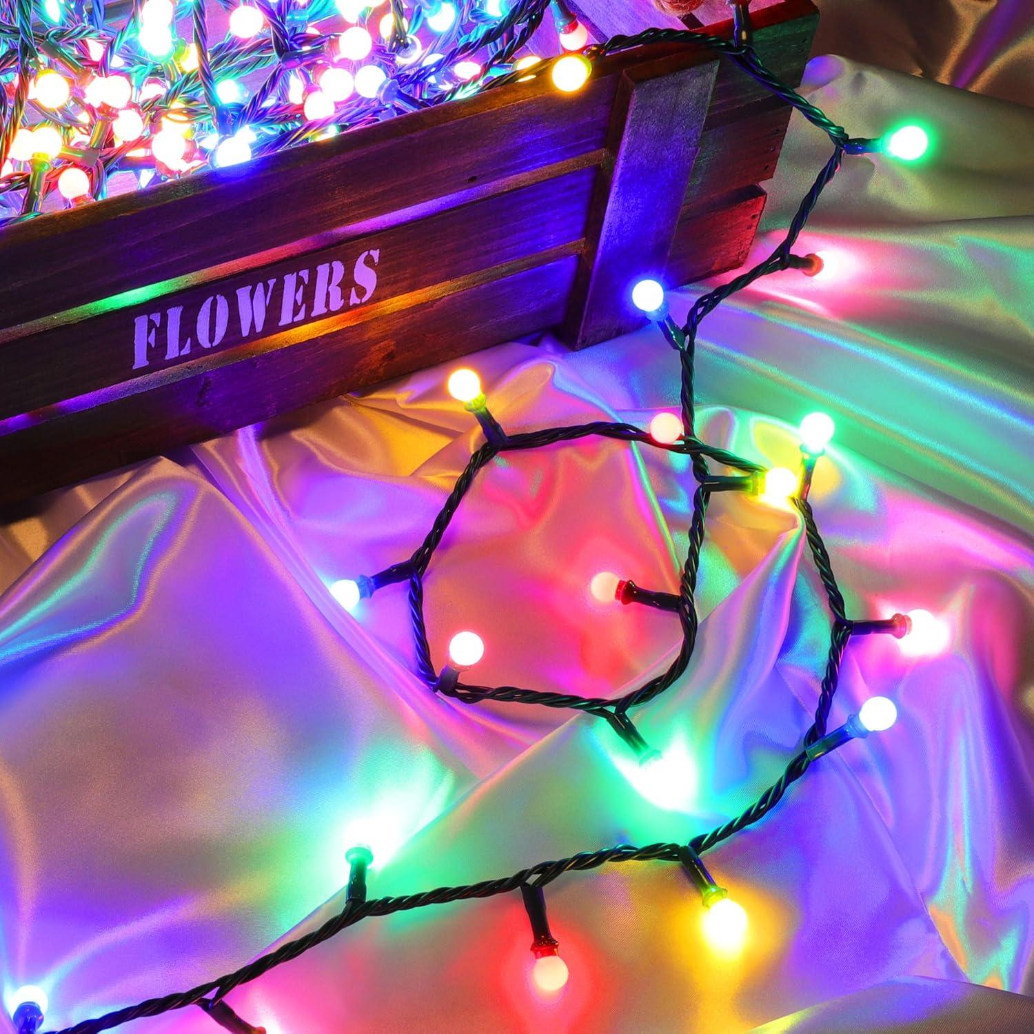 Luces de Cadena LED LAMPHOME 15m Multicolor 306 Esferas Navidad