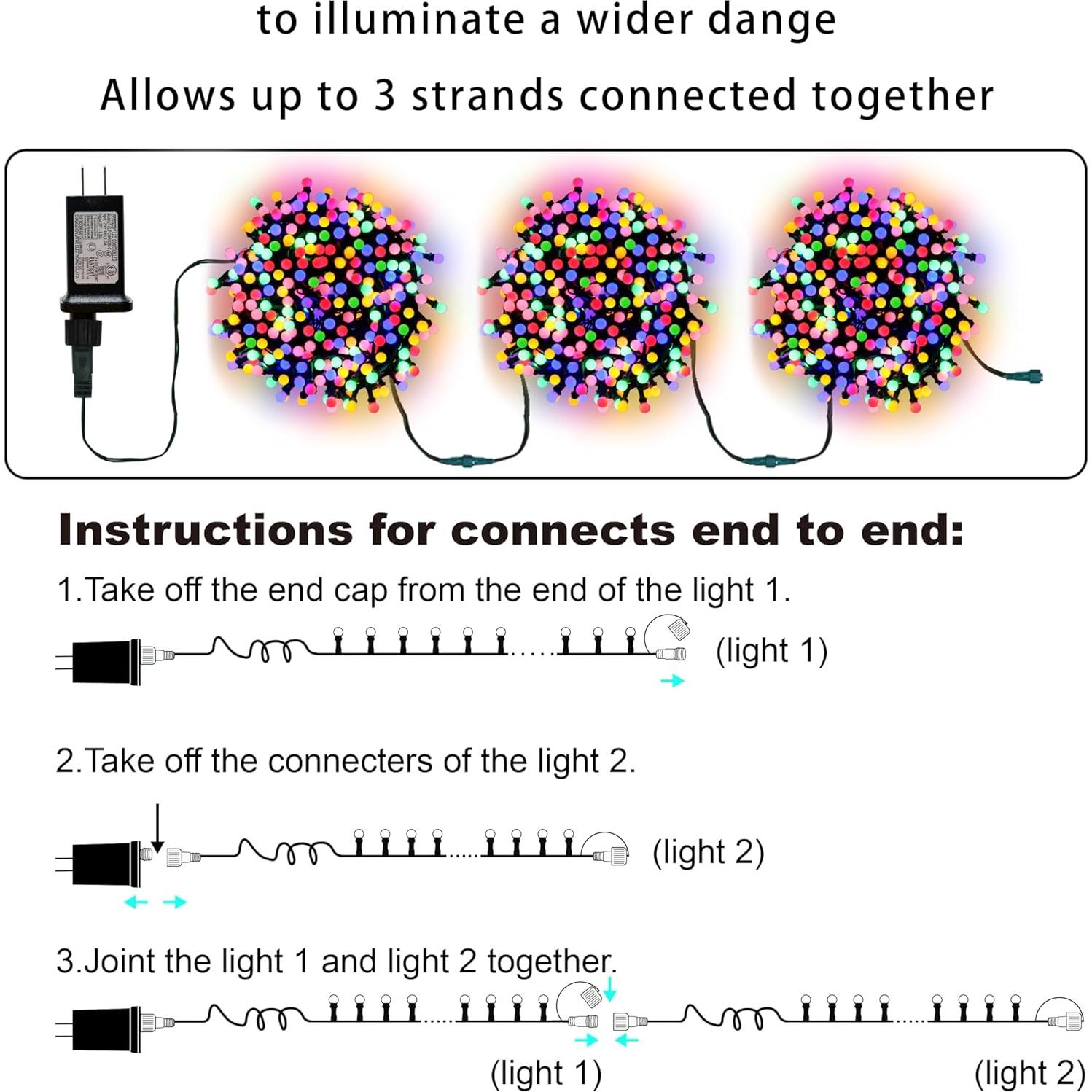Luces de Cadena LED LAMPHOME 15m Multicolor 306 Esferas Navidad