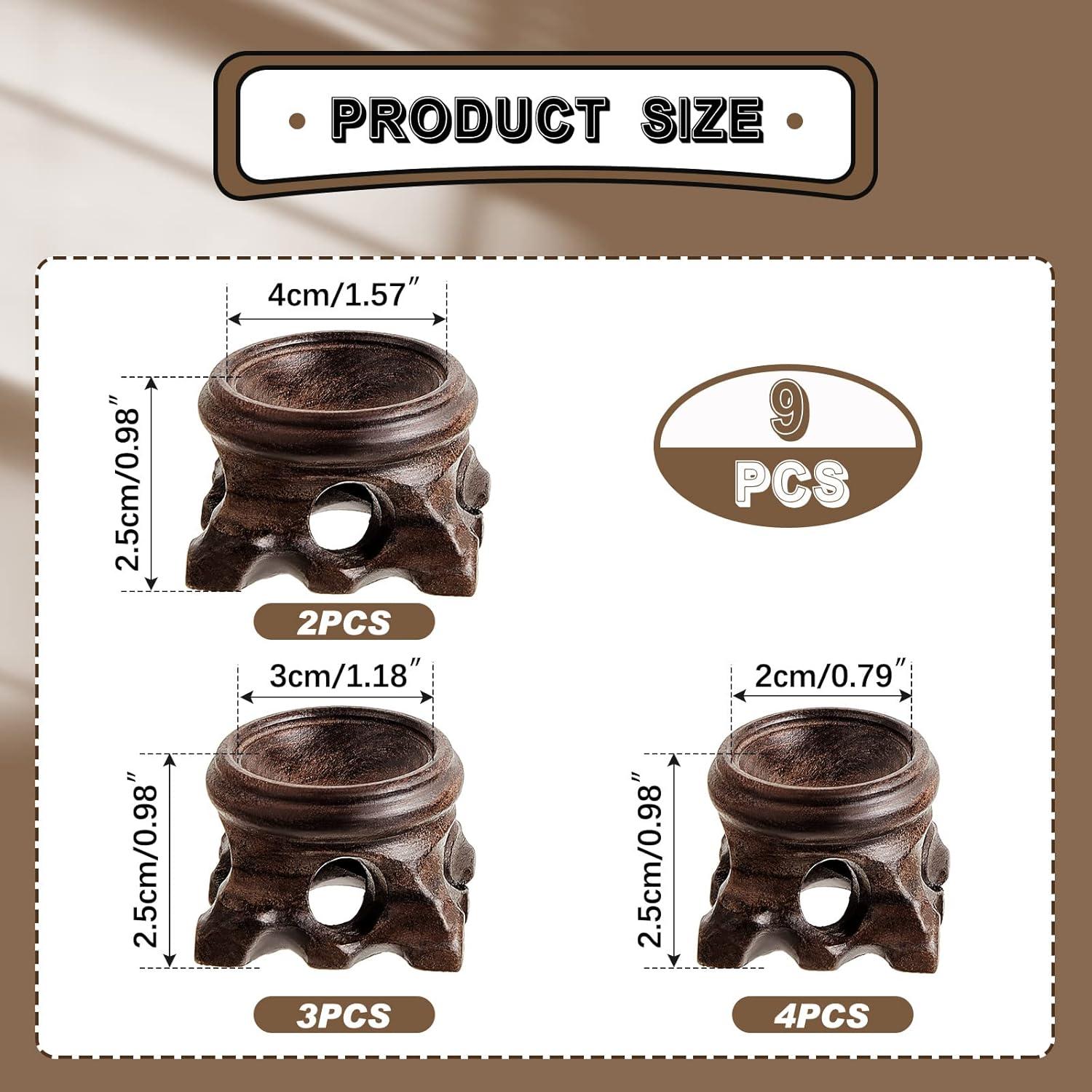 Soportes de Madera para Esferas de Cristal Taiyin - 9 Piezas, 3 Tamaños