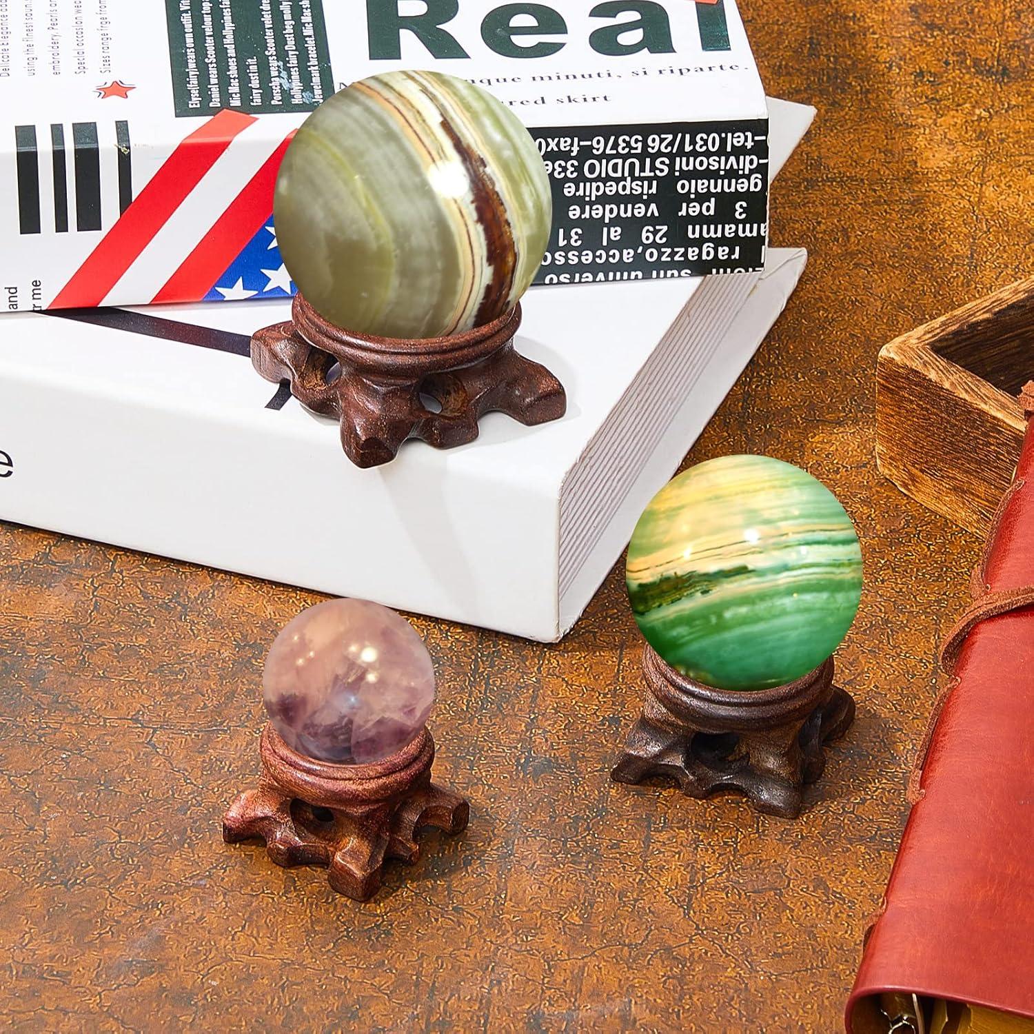 Soportes de Madera para Esferas de Cristal Taiyin - 9 Piezas, 3 Tamaños