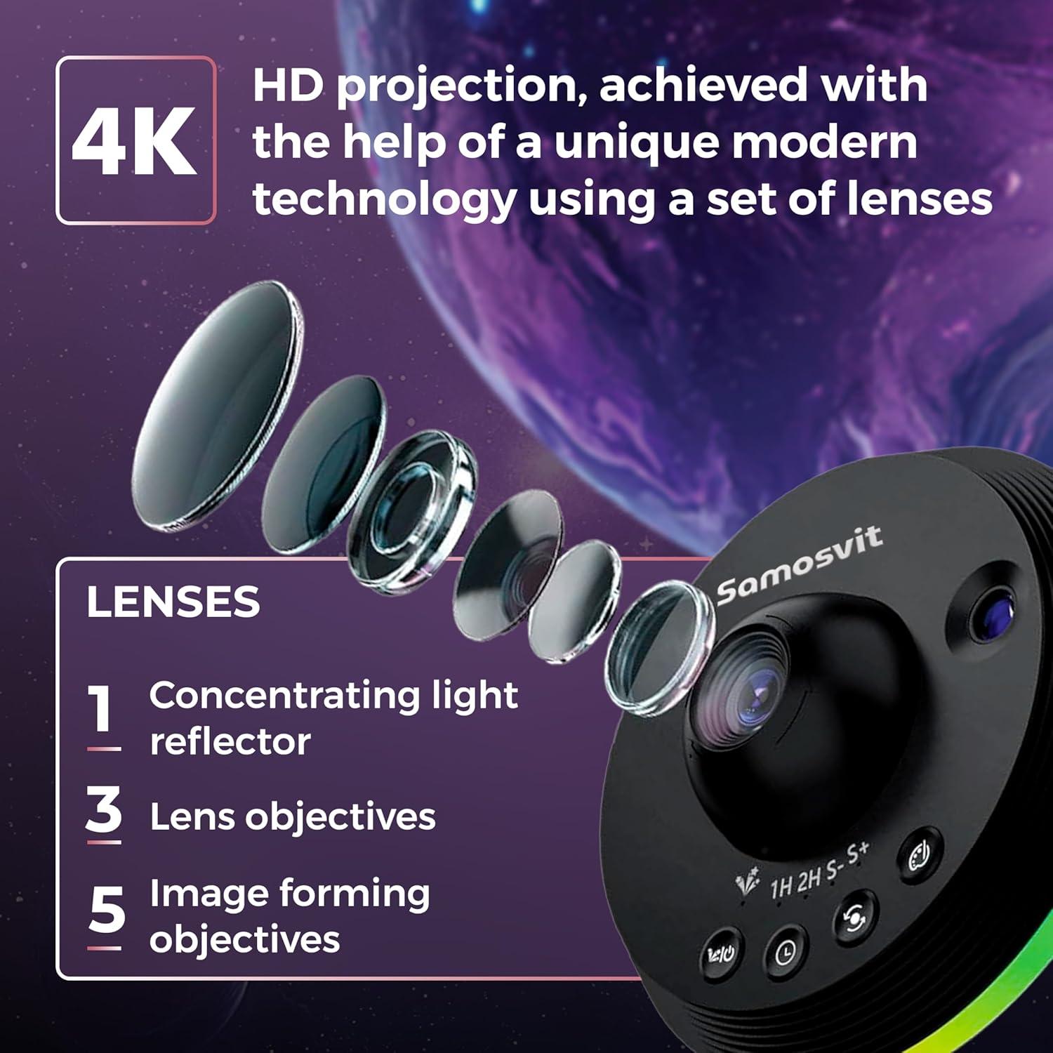 Proyector de Galaxia Samosvit 4K - Luz Nocturna LED 15.24cm