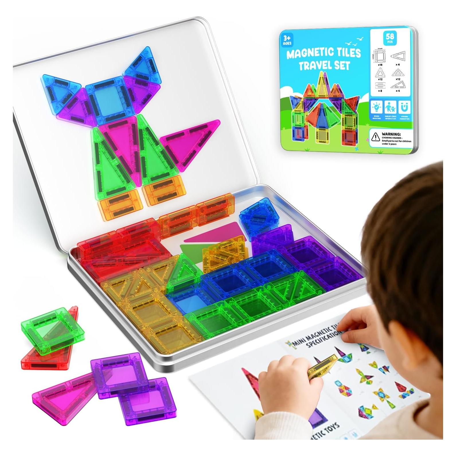 Mini Azulejos Magnéticos Gleamjoy 58PCS Juguetes Educativos 3+