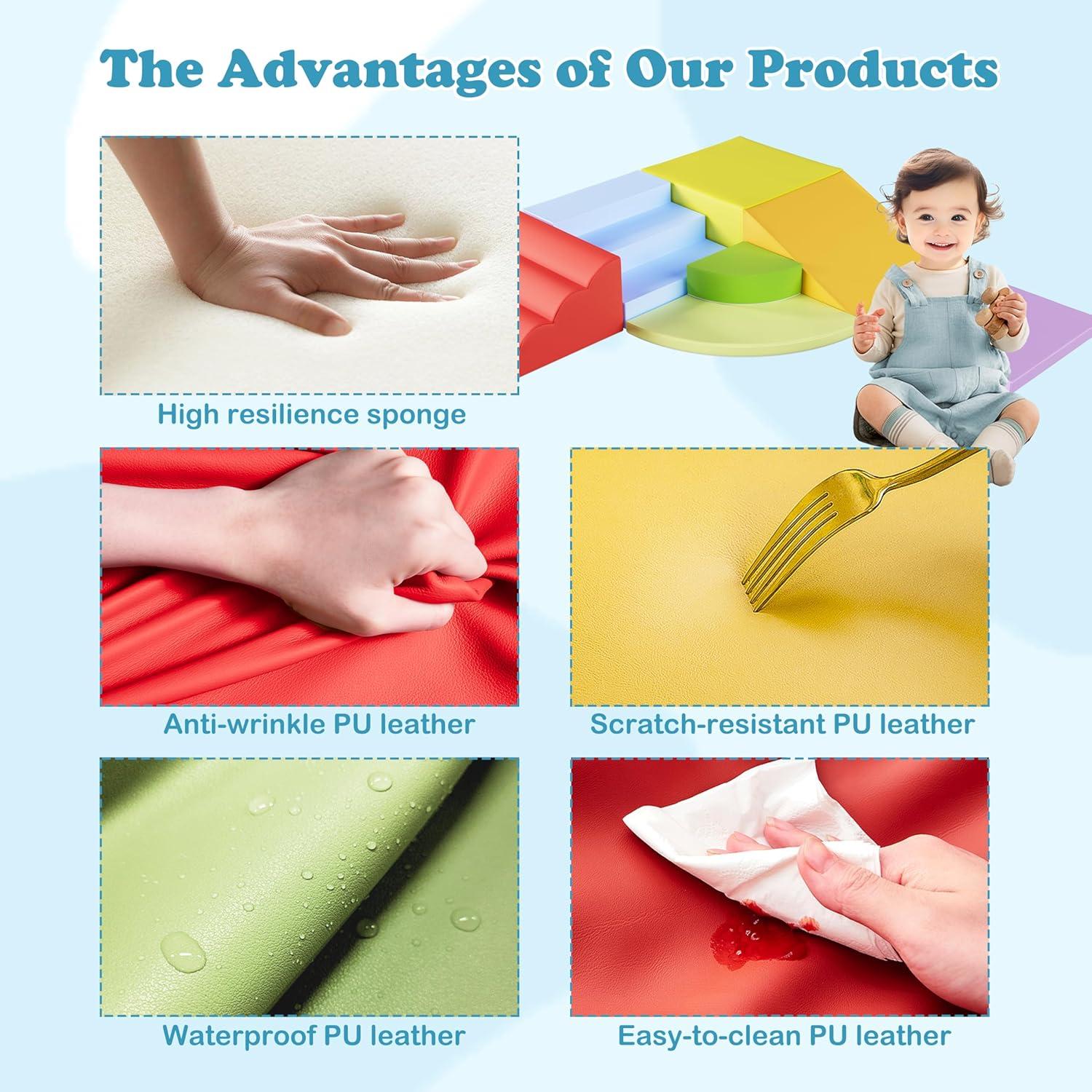 Bloques de Escalada de Espuma WENKIP 7 Piezas para Niños 1-5 Años