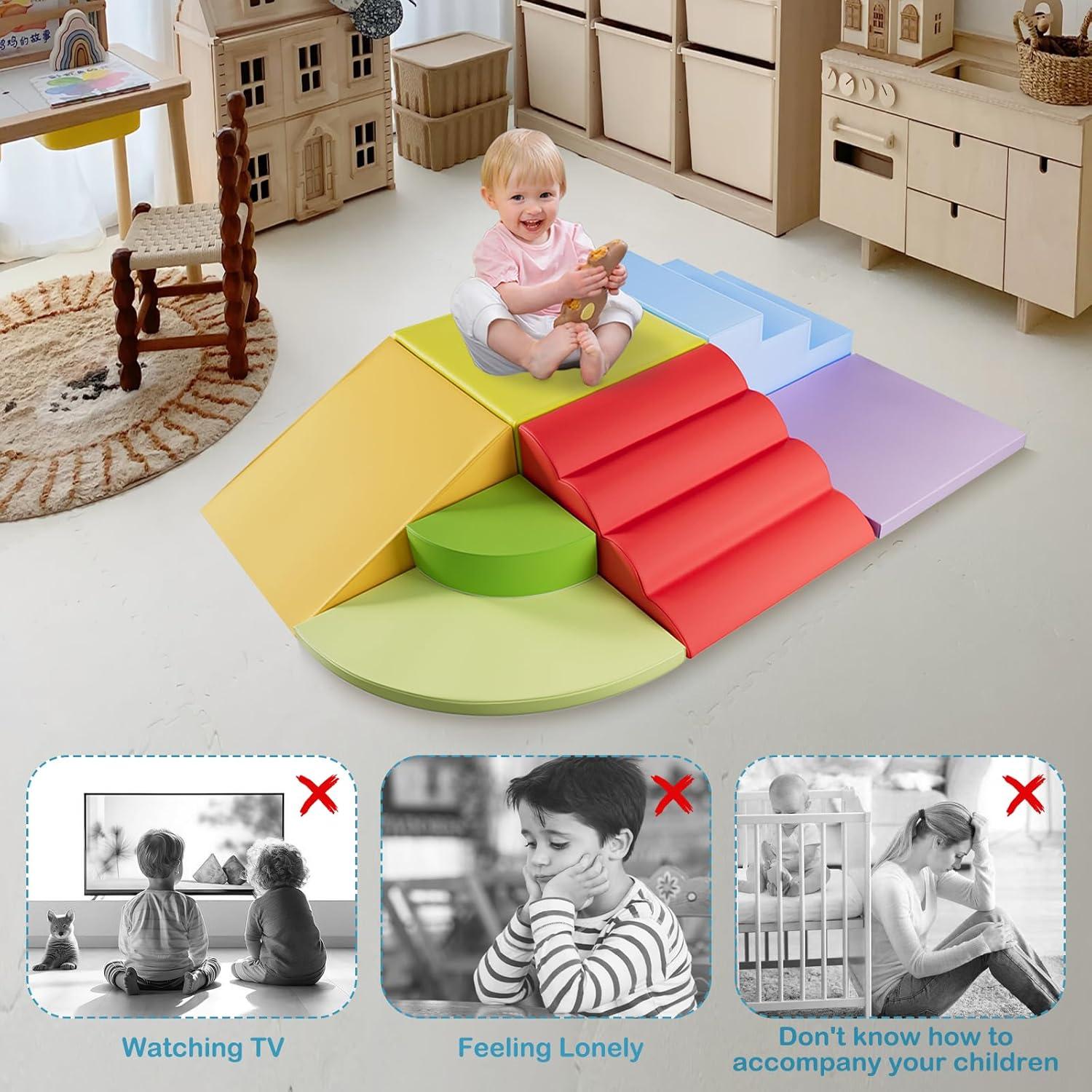 Bloques de Escalada de Espuma WENKIP 7 Piezas para Niños 1-5 Años