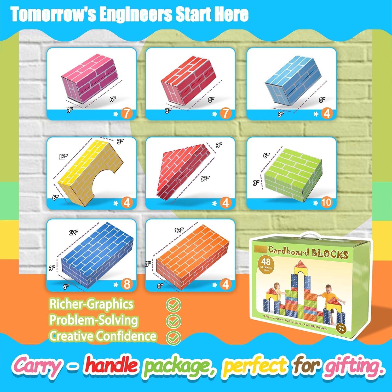 Bloques de Cartón Jumbo 48pcs - Juguete Educativo para Niños