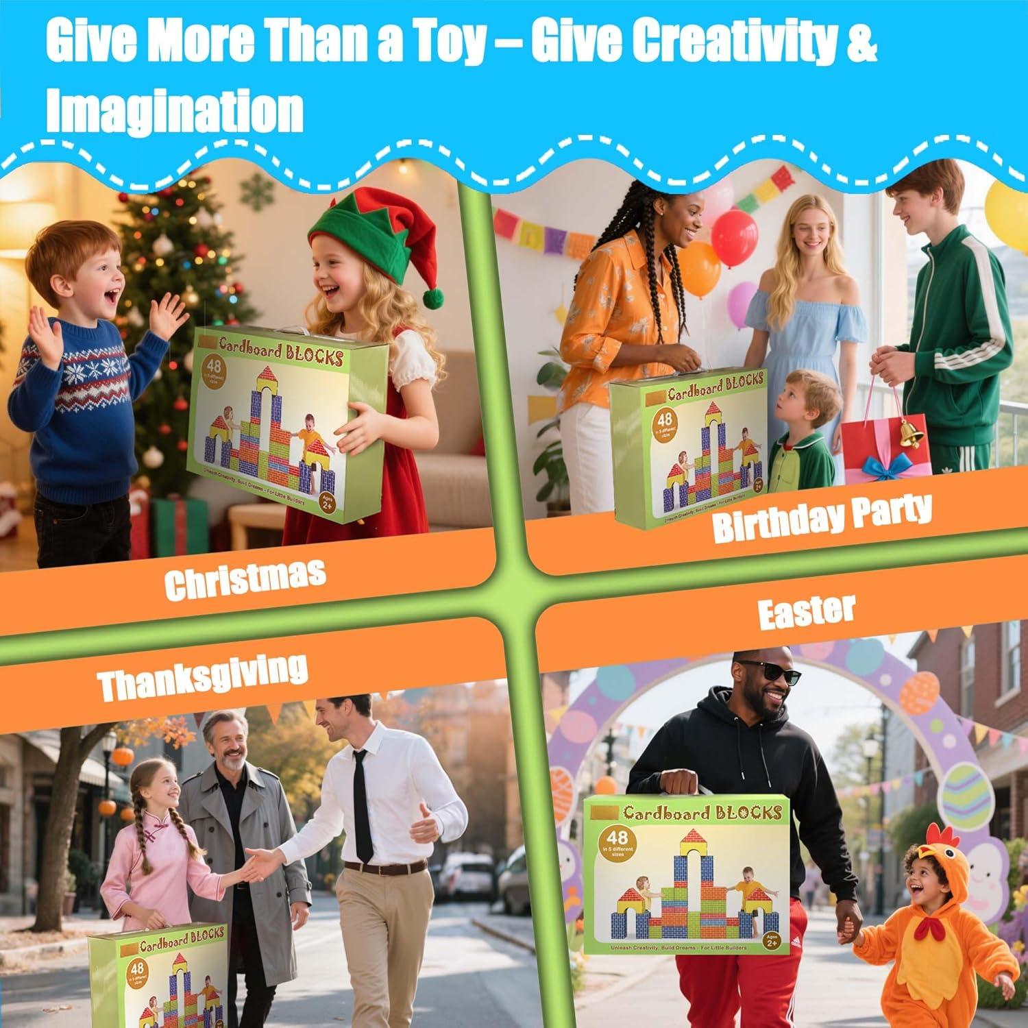 Bloques de Cartón Jumbo 48pcs - Juguete Educativo para Niños