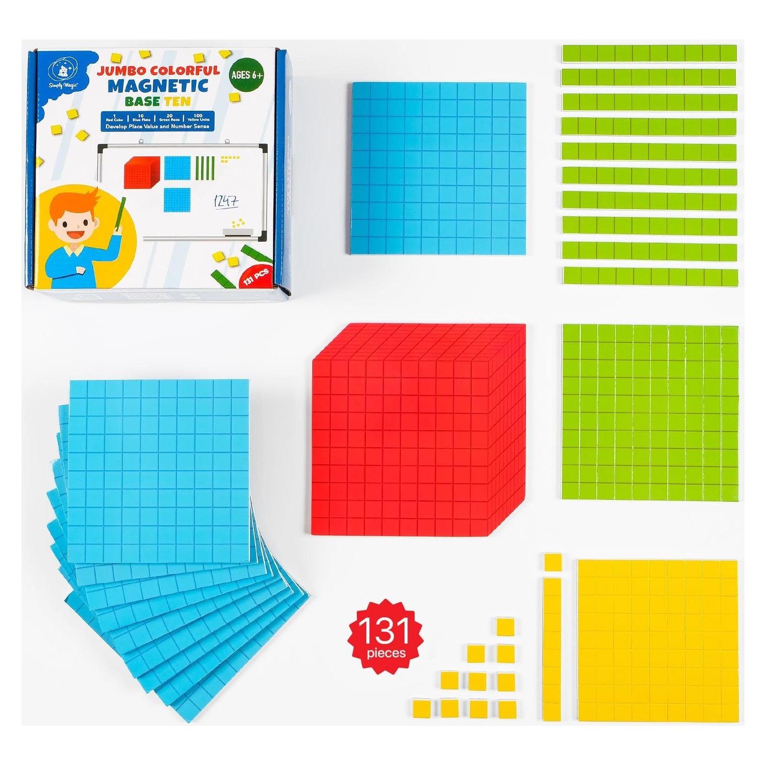 Conjunto Jumbo Bloques Magnéticos Base 10 Simply Magic 131 Piezas