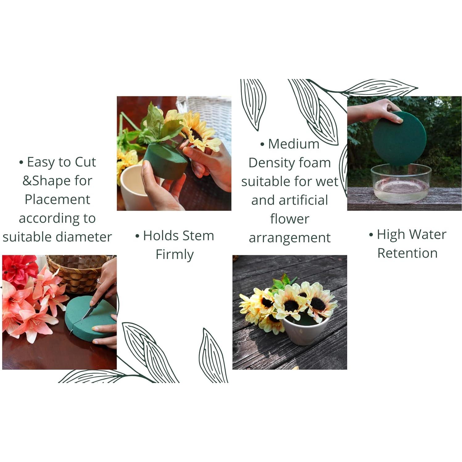 Paquete de 6 Bloques de Espuma Floral Redonda Flofare 7.6 cm