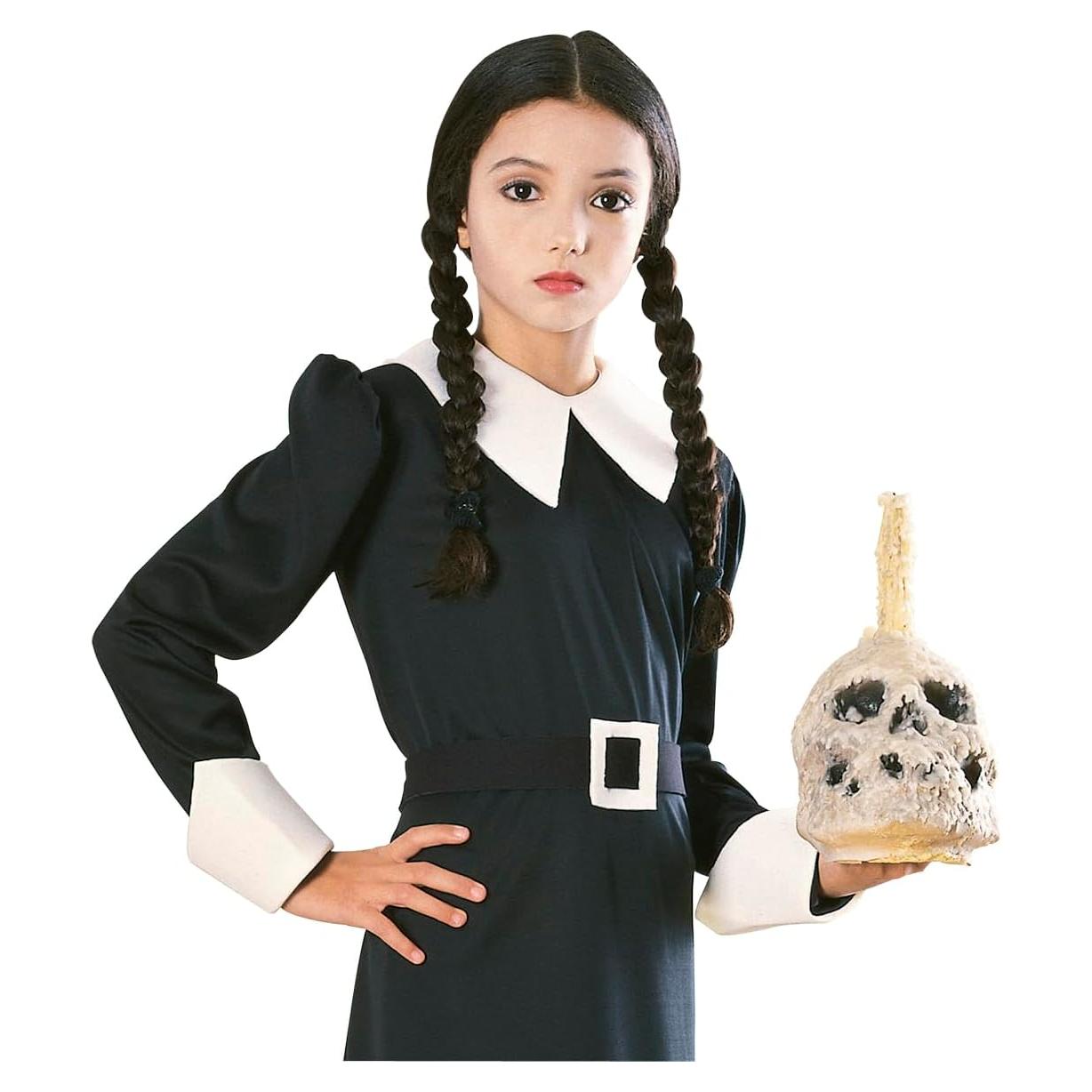 Peluca de Niña Miércoles Addams - Talla Única - Color Negro