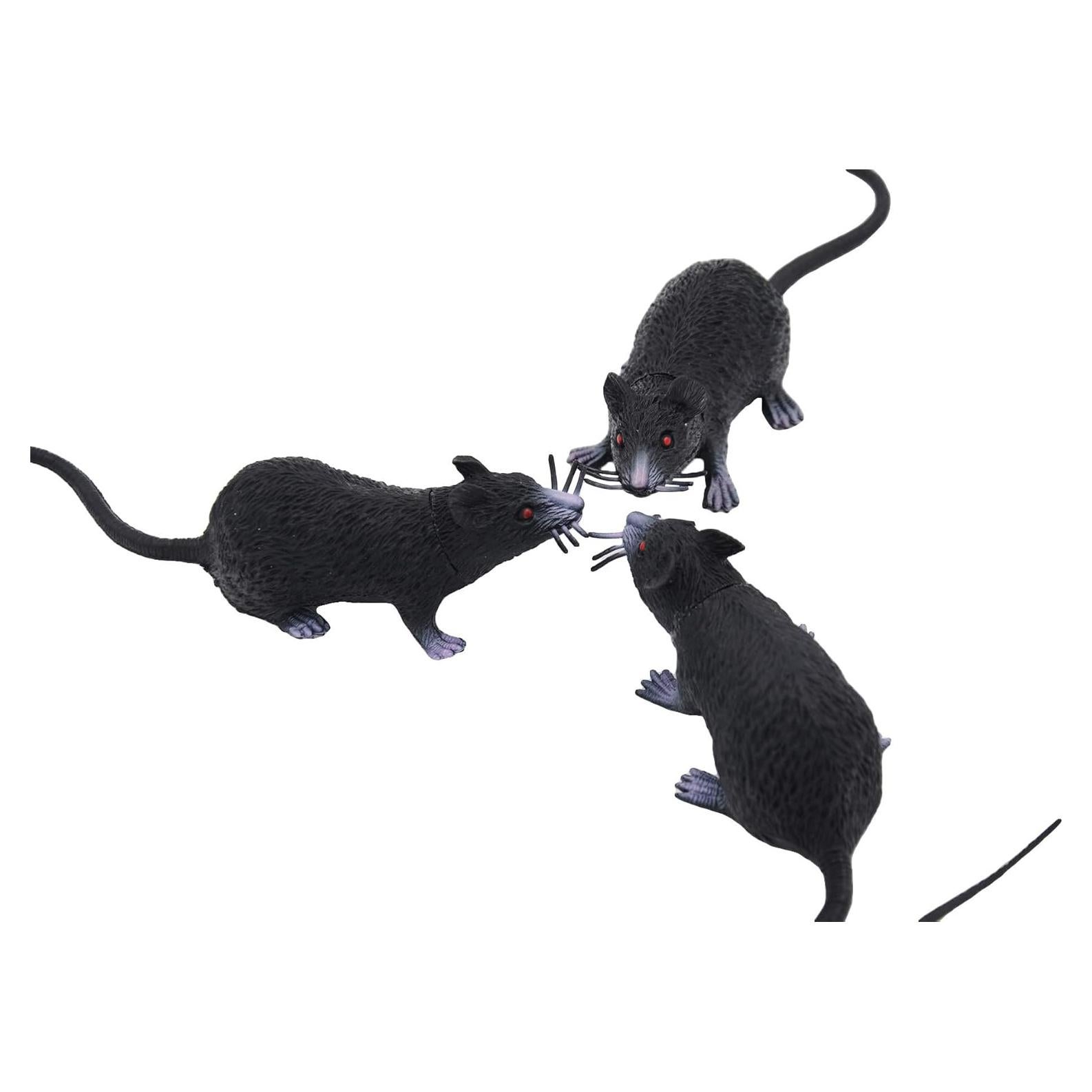 Paquete de 3 Ratas Falsas Realistas de PVC para Bromas