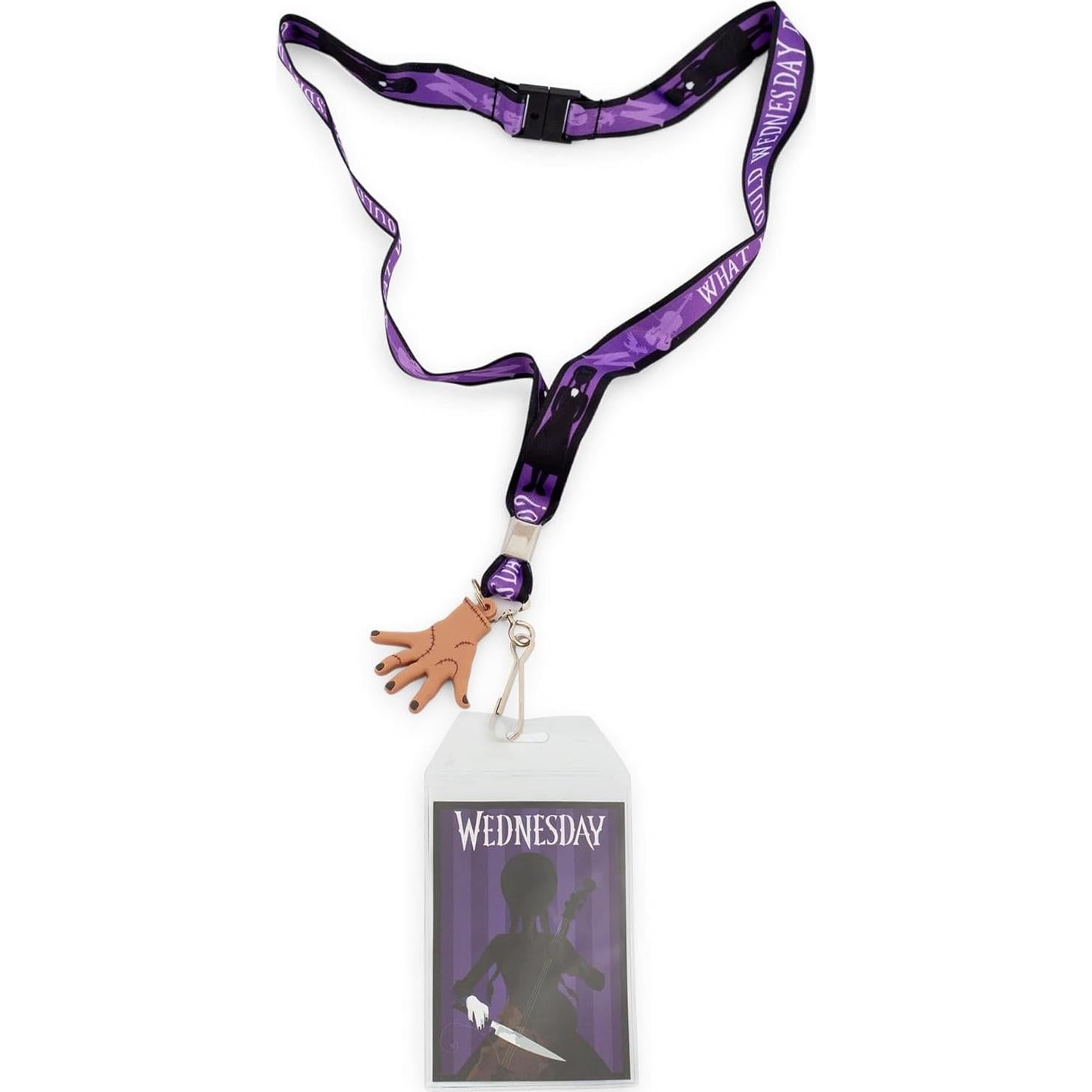 Lanyard Miércoles Addams con Portatarjetas y Charm de Thing