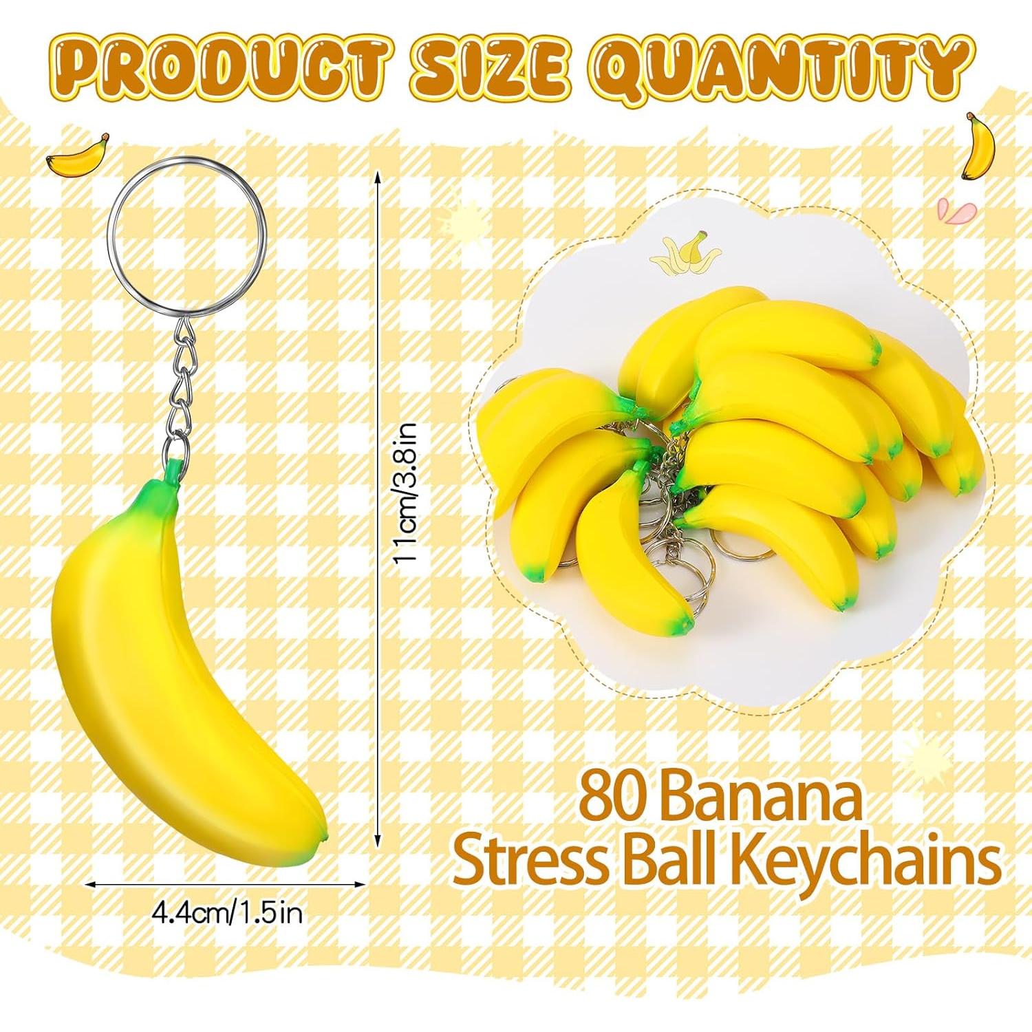 20 Llaveros de Plátano Jexine Juguetes Antiestrés para Fiestas