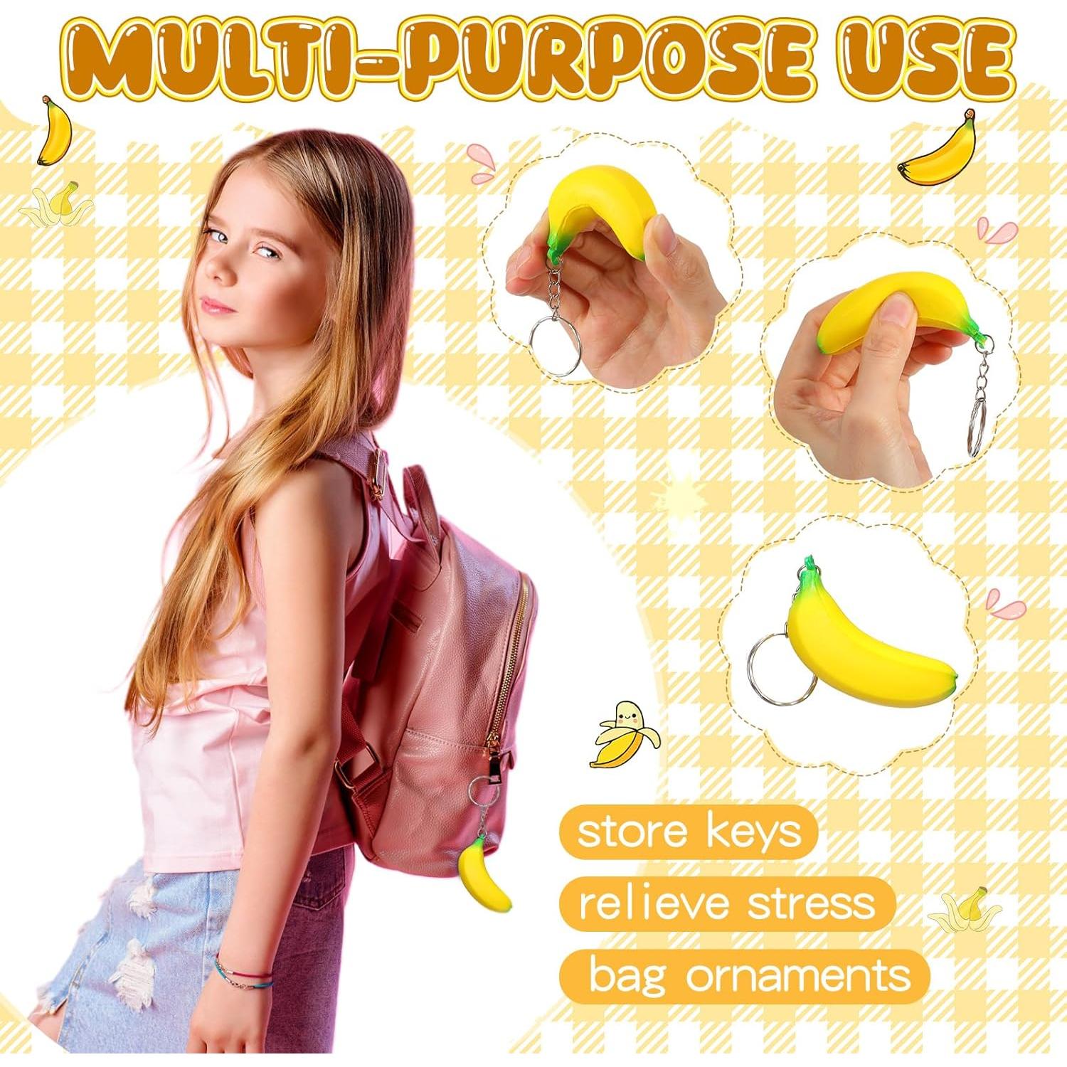 20 Llaveros de Plátano Jexine Juguetes Antiestrés para Fiestas
