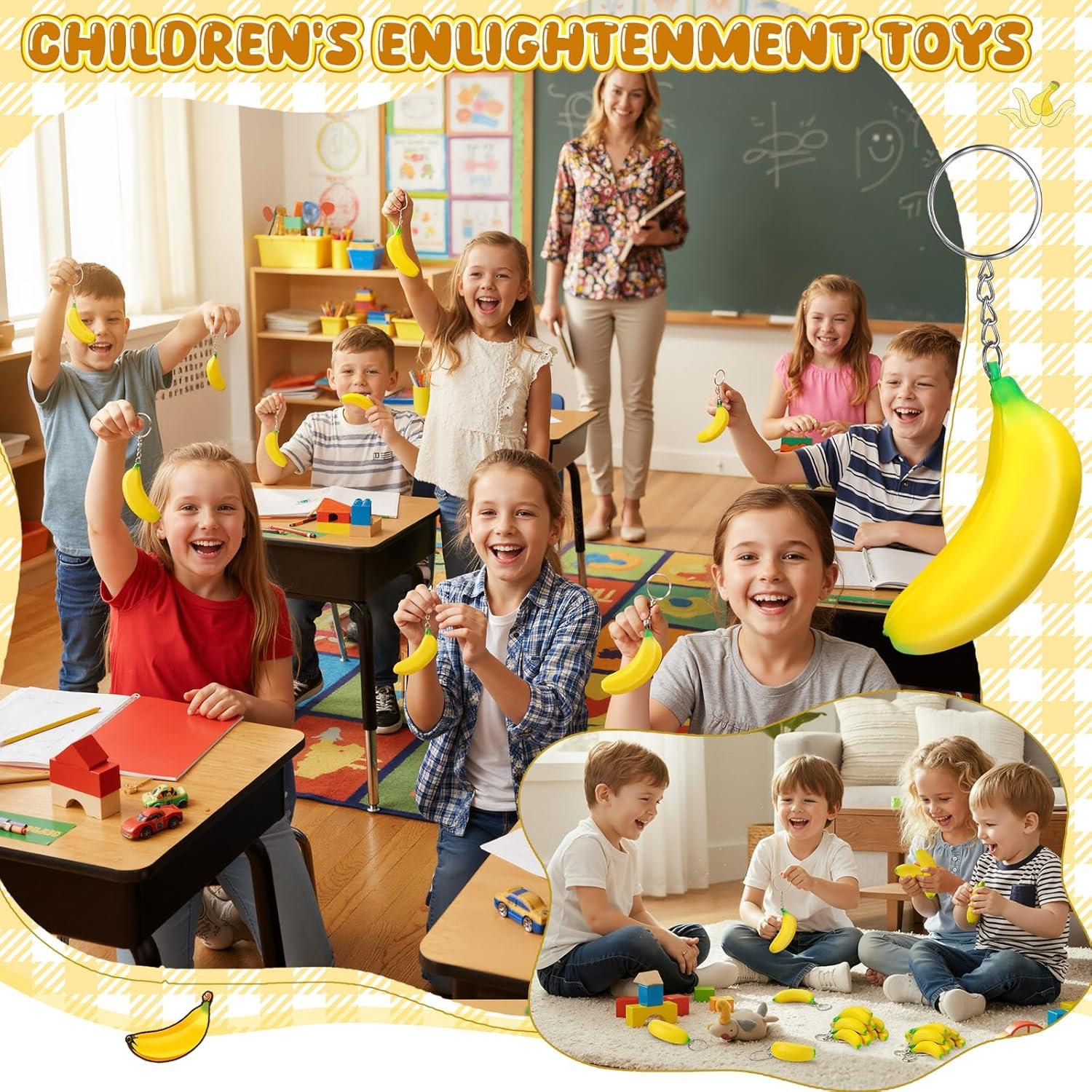 20 Llaveros de Plátano Jexine Juguetes Antiestrés para Fiestas