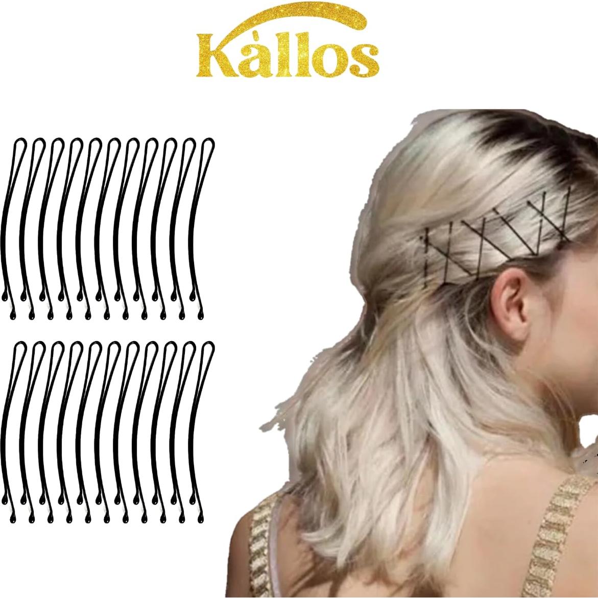 Paquete de 100 Horquillas Negras Curvas Kàllos 5.58cm