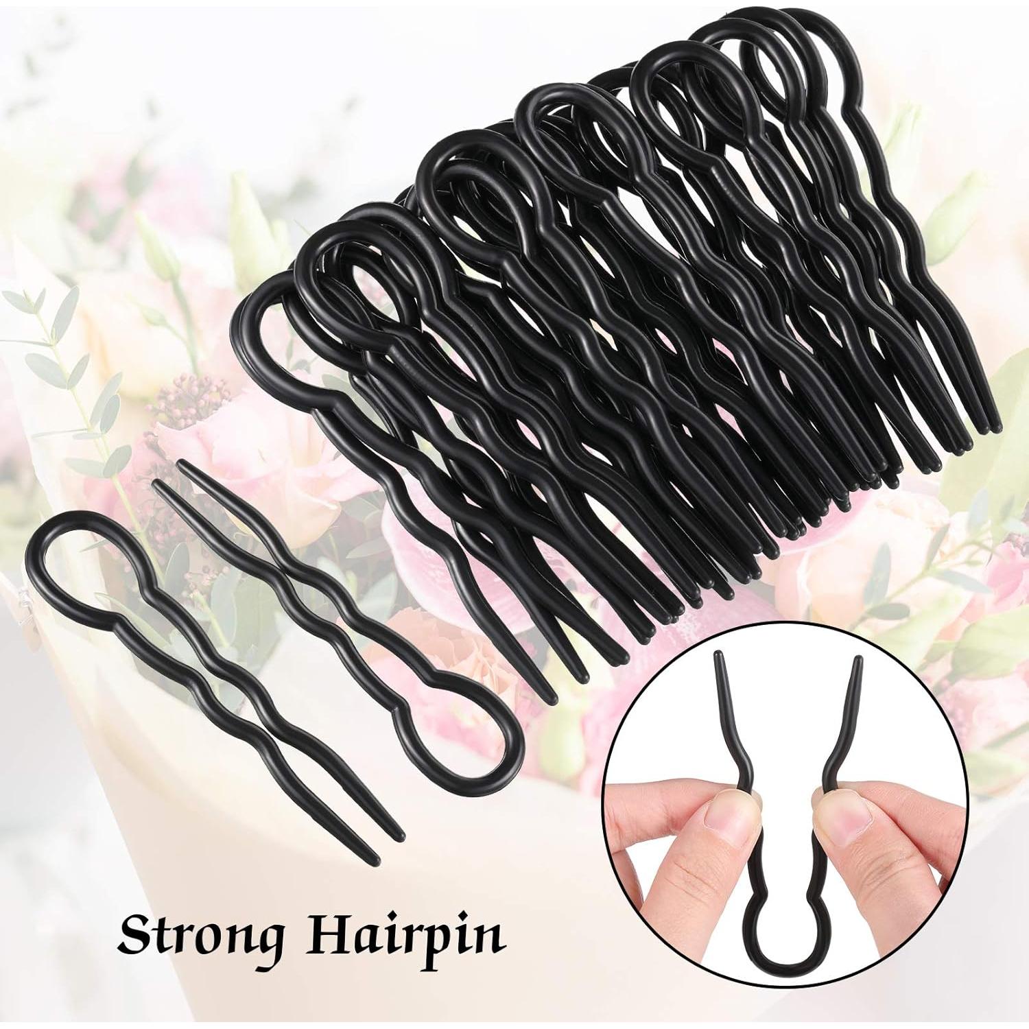 24 Pinzas de Pelo de Plástico en Forma de U Chuangdi - Negro