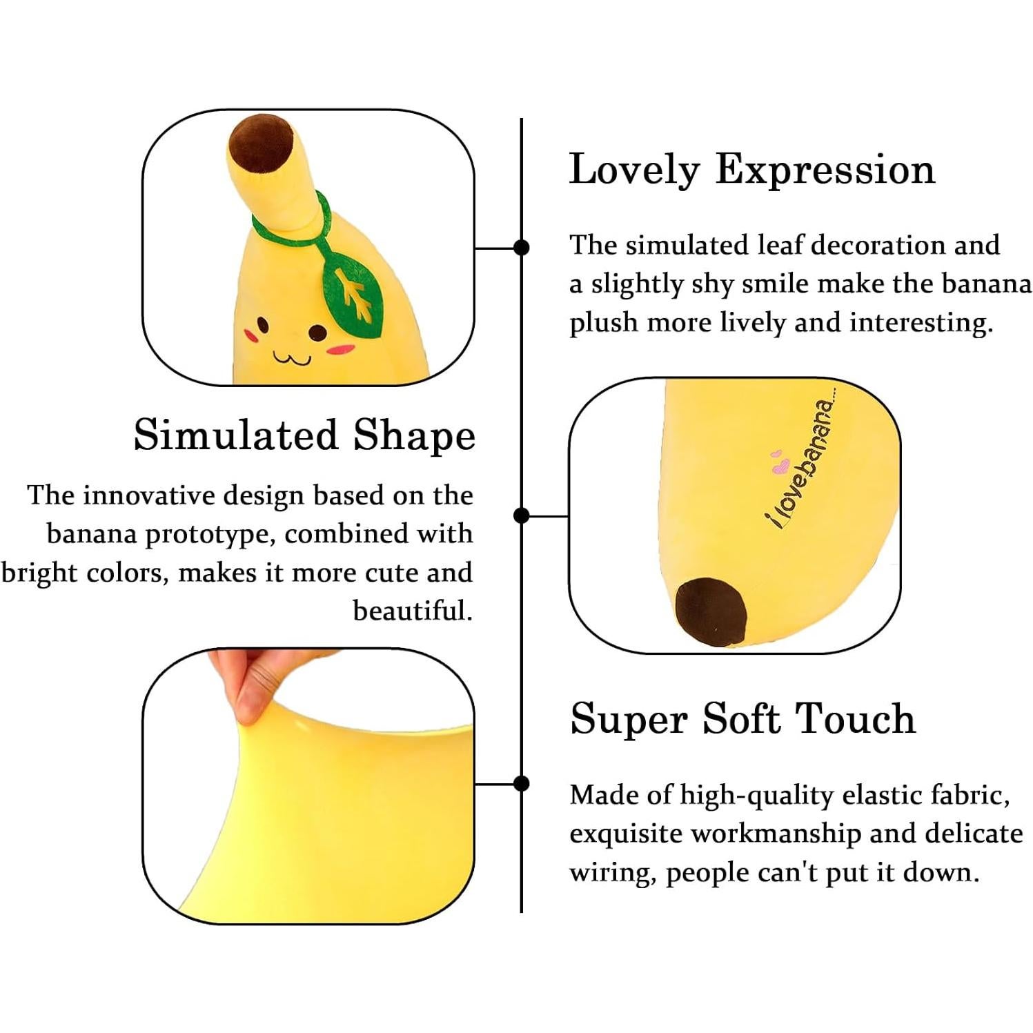 Almohadas de Pluche Zhidiloveyou 2 Piezas Plátano 35 cm