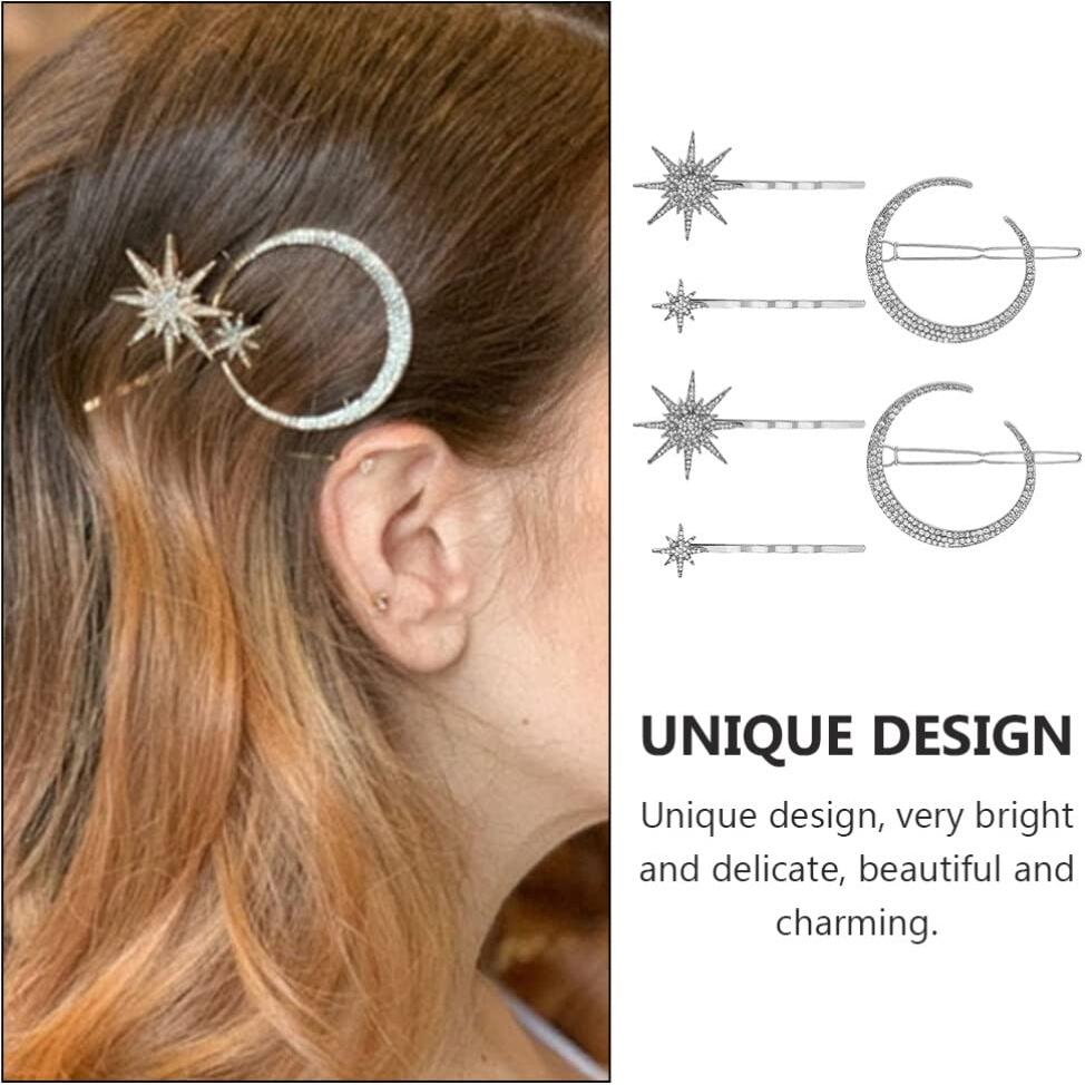 Clips para el Cabello Beaupretty Luna y Estrella Vintage 6 Piezas