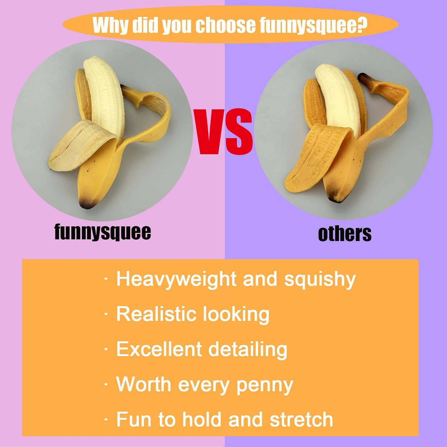 Paquete de 2 Juguetes Antiestrés Plátano Suave Funnysquee