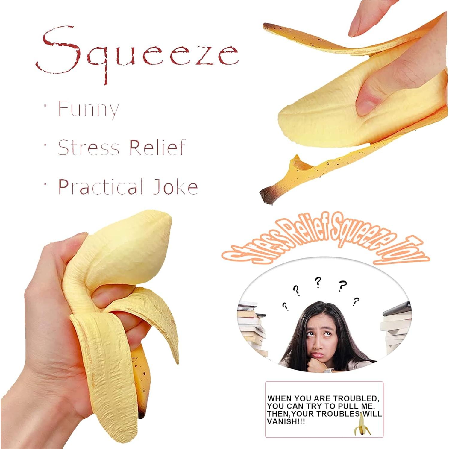 Paquete de 2 Juguetes Antiestrés Plátano Suave Funnysquee