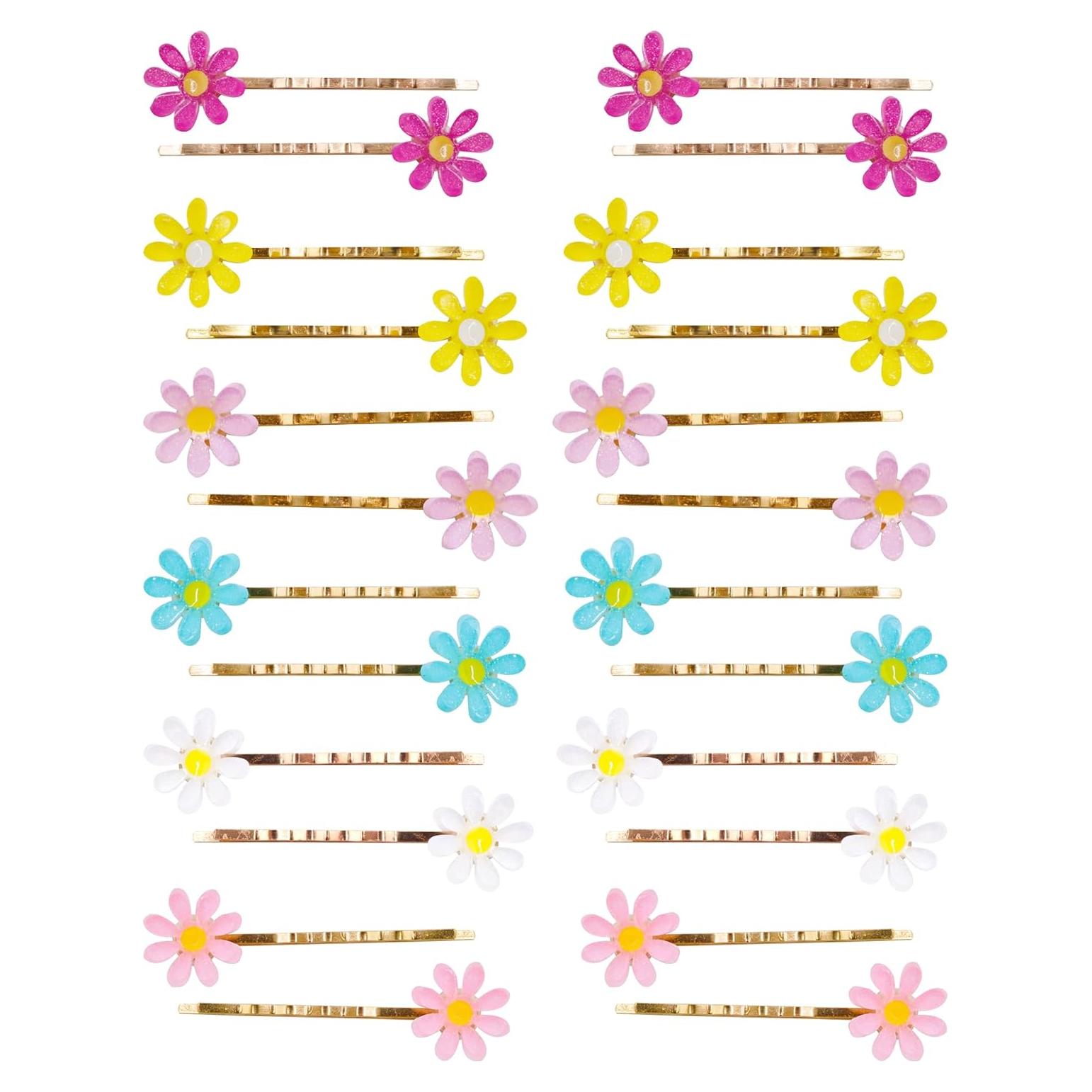 Pinchos de Oveja Rosa 24PCS Clips de Pelo Flor Antideslizantes