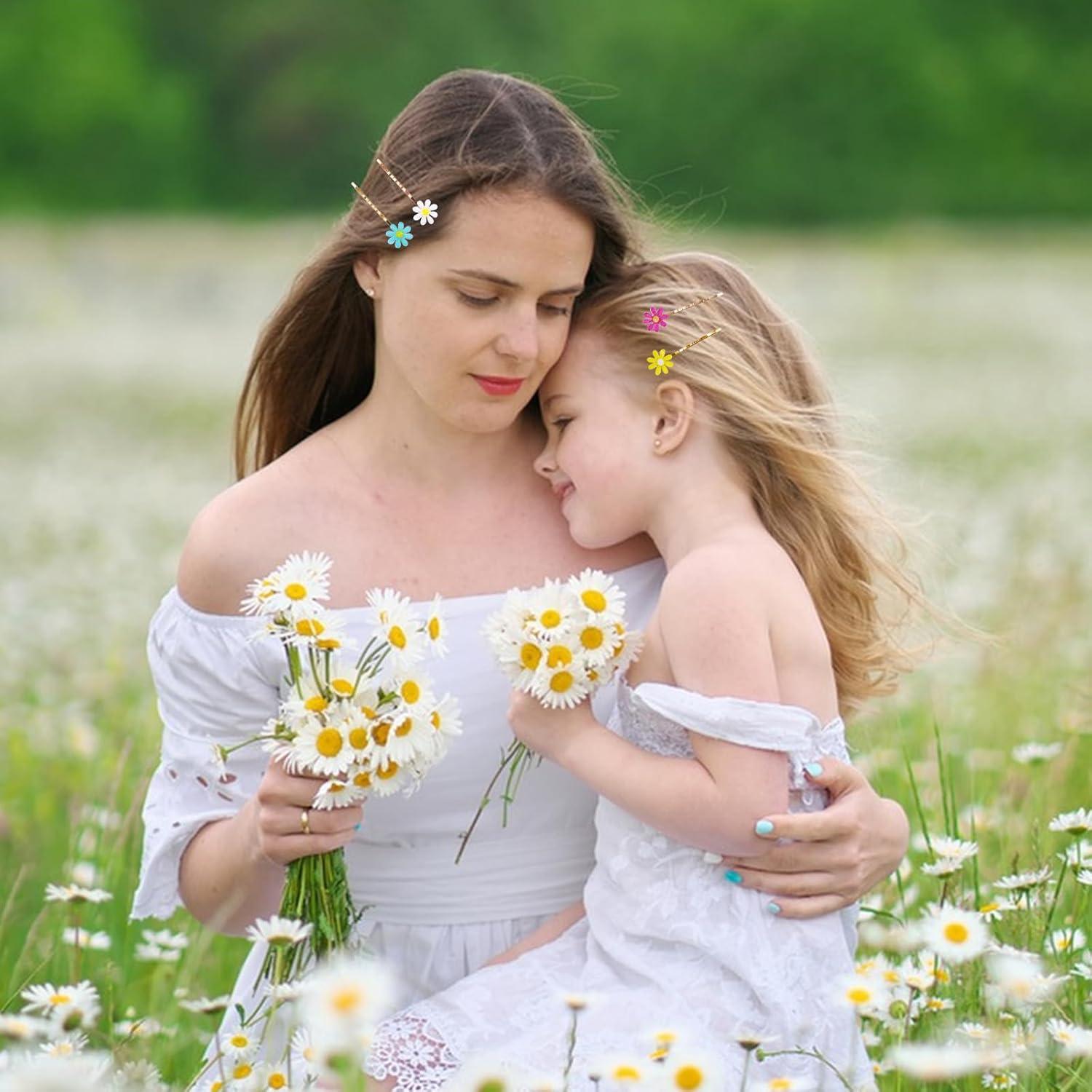 Pinchos de Oveja Rosa 24PCS Clips de Pelo Flor Antideslizantes