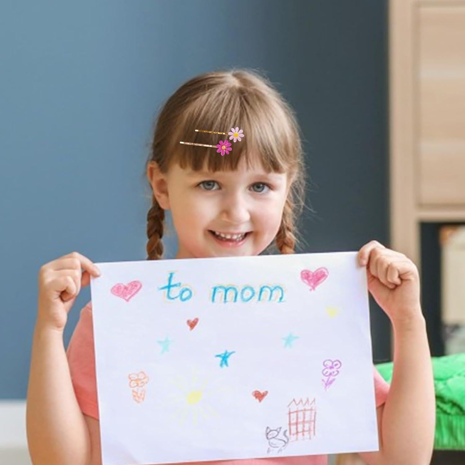 Pinchos de Oveja Rosa 24PCS Clips de Pelo Flor Antideslizantes