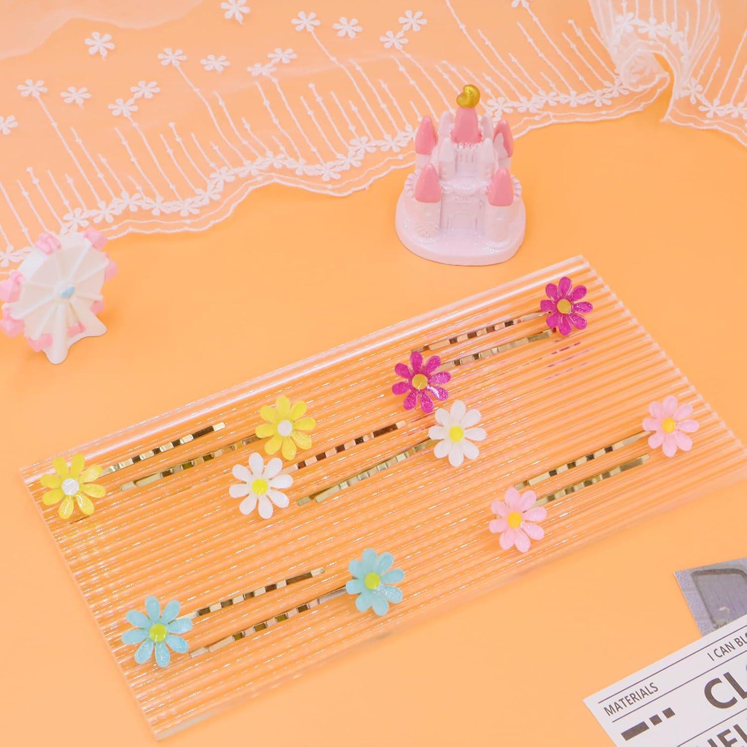 Pinchos de Oveja Rosa 24PCS Clips de Pelo Flor Antideslizantes