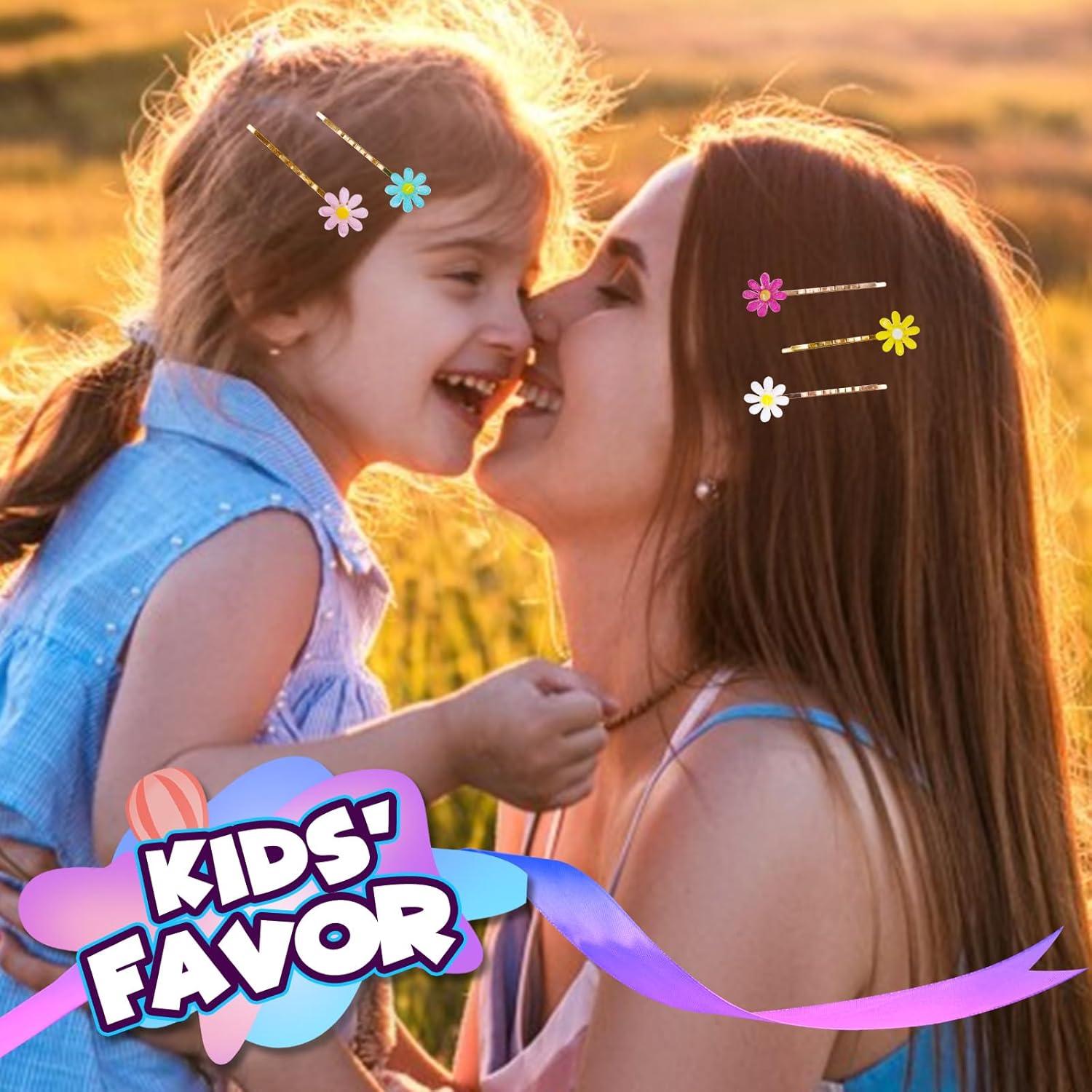 Pinchos de Oveja Rosa 24PCS Clips de Pelo Flor Antideslizantes