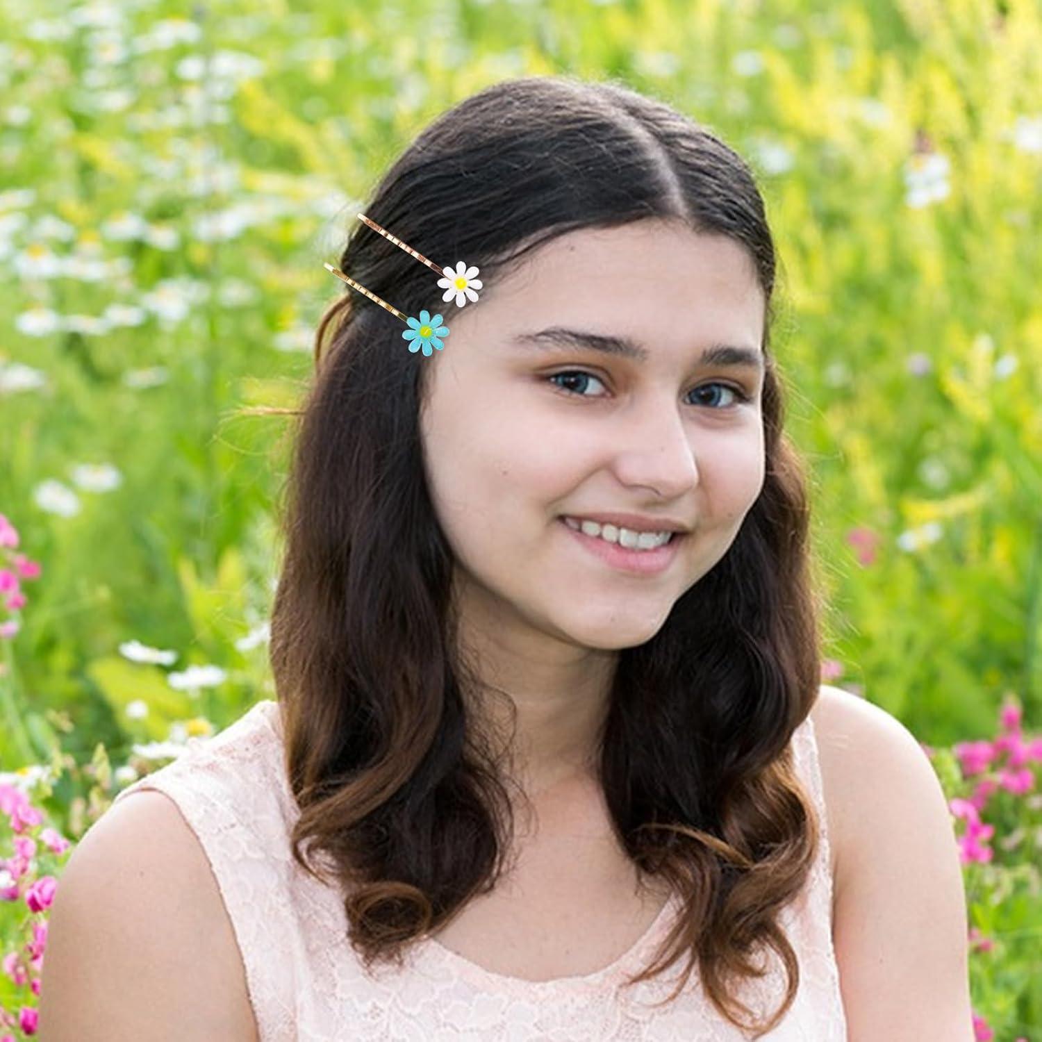 Pinchos de Oveja Rosa 24PCS Clips de Pelo Flor Antideslizantes