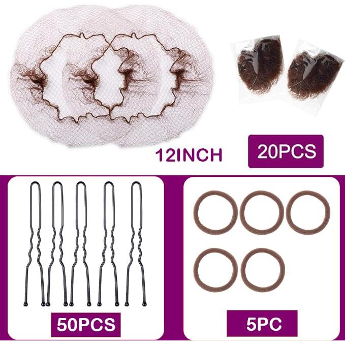 Set de Redes de Cabello Invisibles 30cm + 50 Horquillas U - Marrón