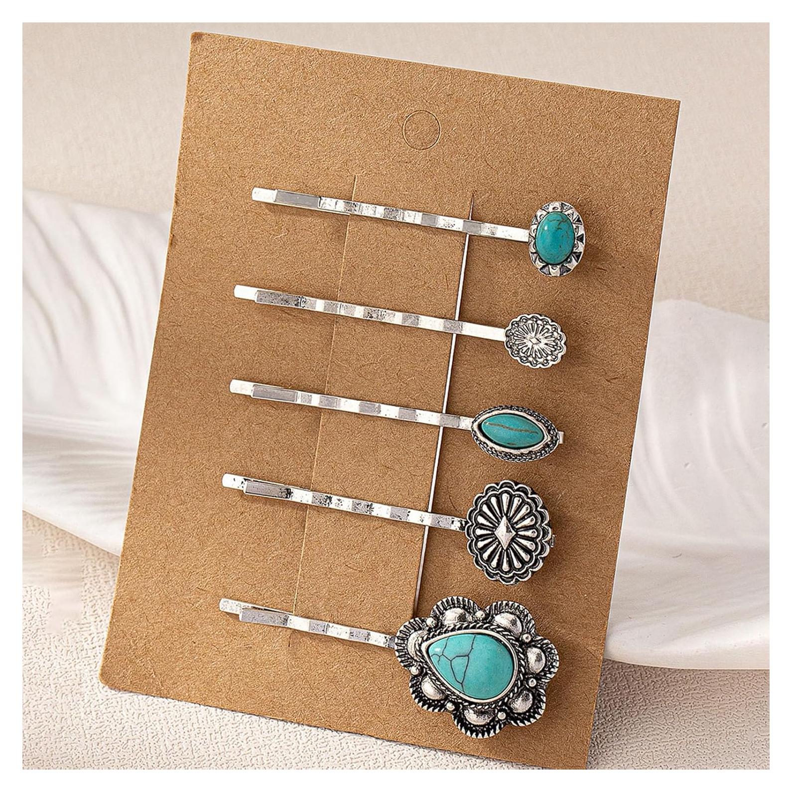 Juego de 5 Clips para el Cabello Turquesa KOVOLITU Estilo Boho