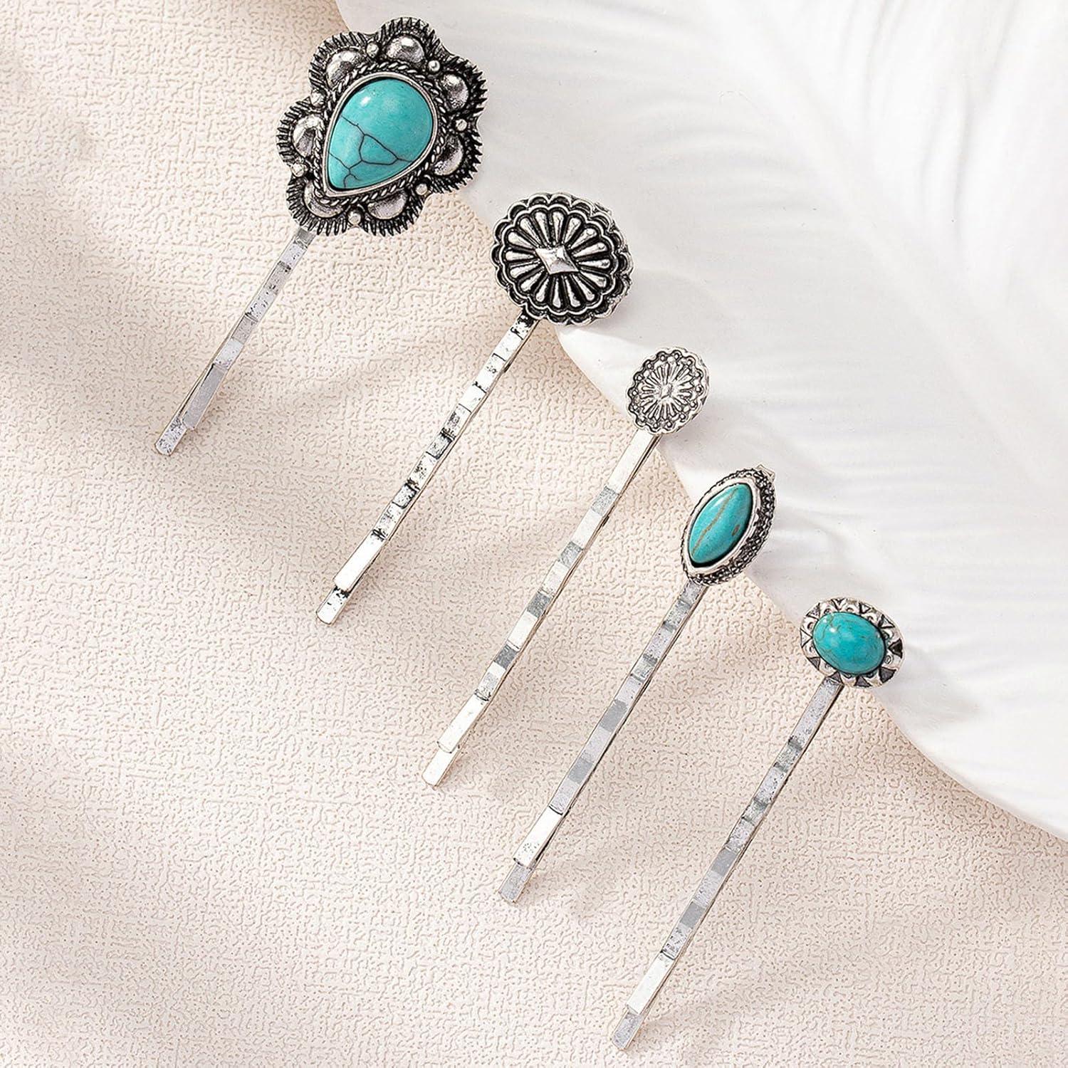 Juego de 5 Clips para el Cabello Turquesa KOVOLITU Estilo Boho