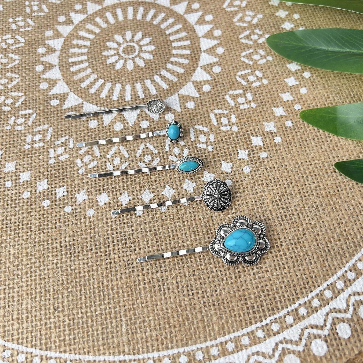 Juego de 5 Clips para el Cabello Turquesa KOVOLITU Estilo Boho