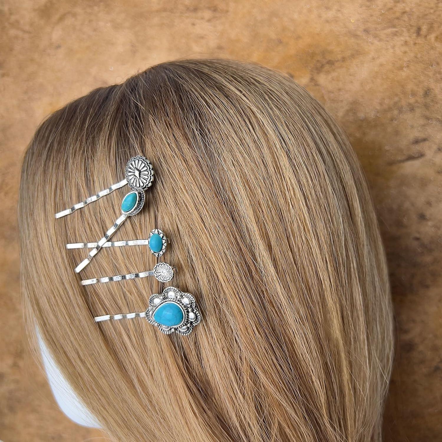 Juego de 5 Clips para el Cabello Turquesa KOVOLITU Estilo Boho