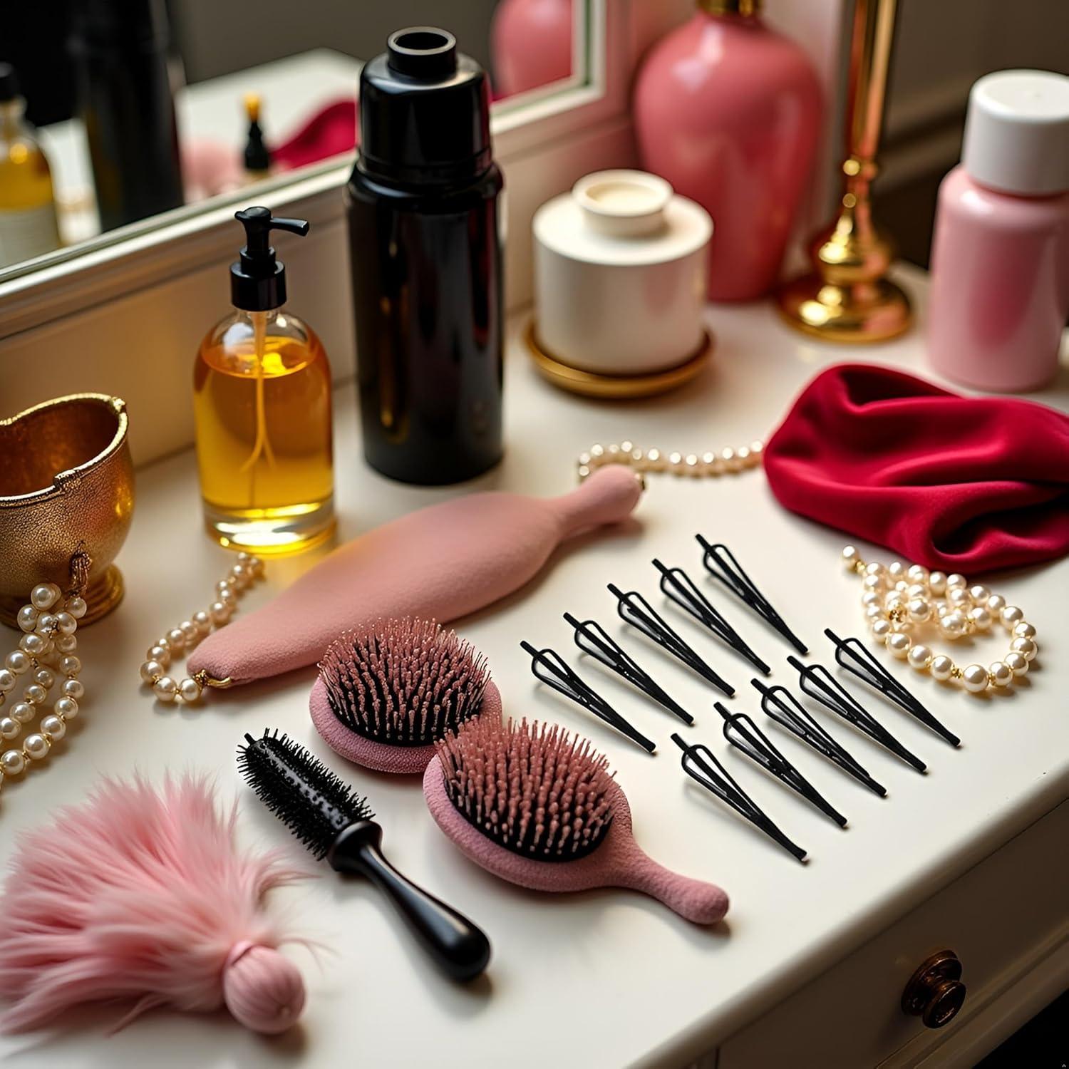 Set 12 Pinzas de Pelo Mini Bobby Negras Vintage Qintreesify