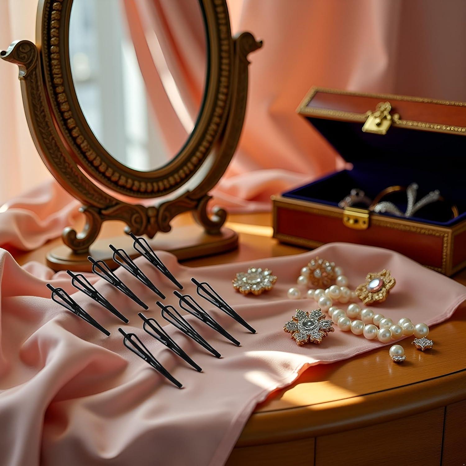 Set 12 Pinzas de Pelo Mini Bobby Negras Vintage Qintreesify