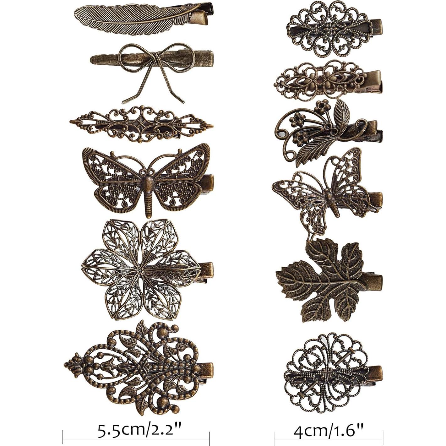 30 Clips de Pelo Decorativos de Metal Bronce Vintage - Globalsupplier