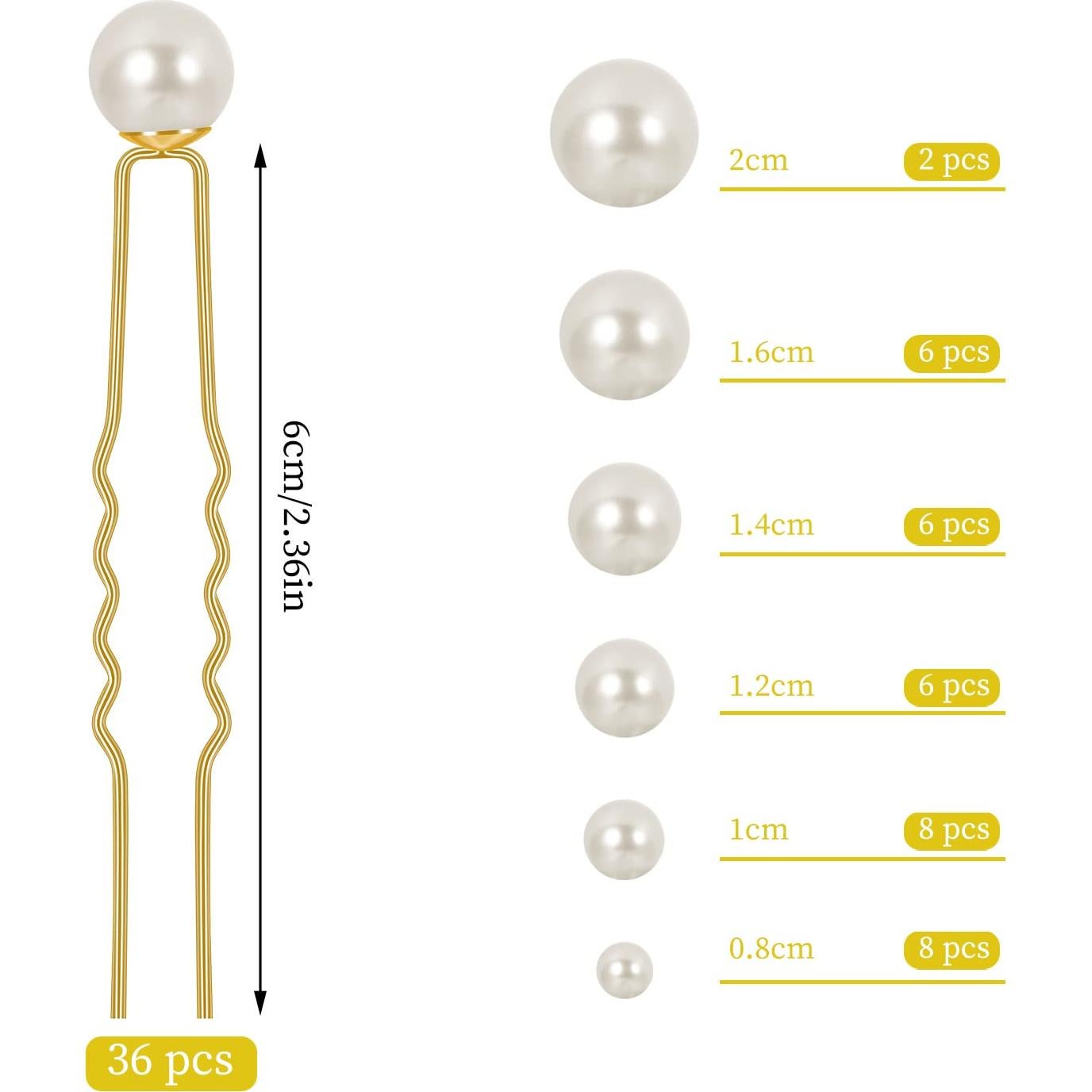 Horquillas de Perlas para el Cabello BESARME - 36 Pcs